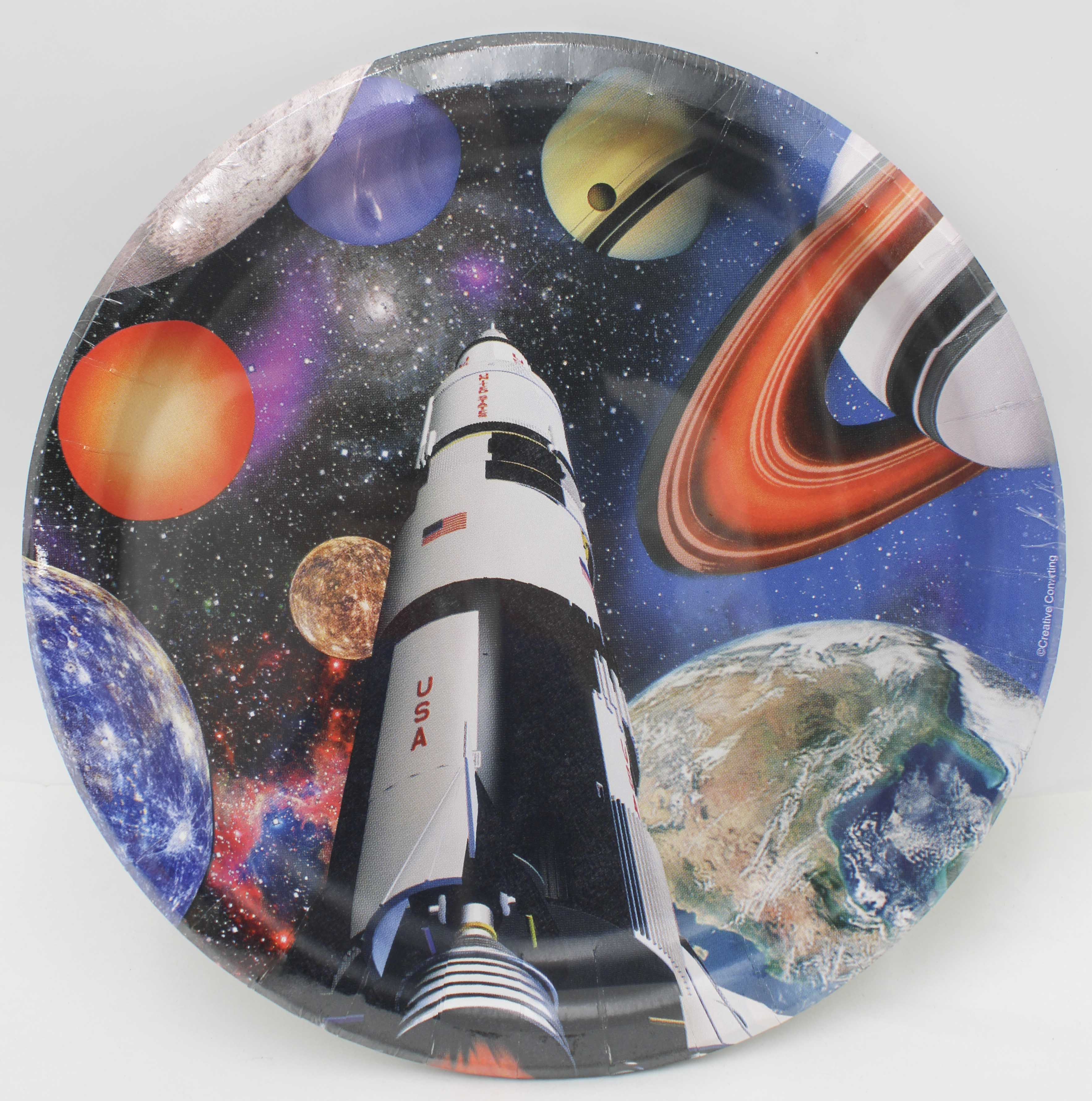 9" PAPER DINNER PLATE 8CT SPACE BLAST