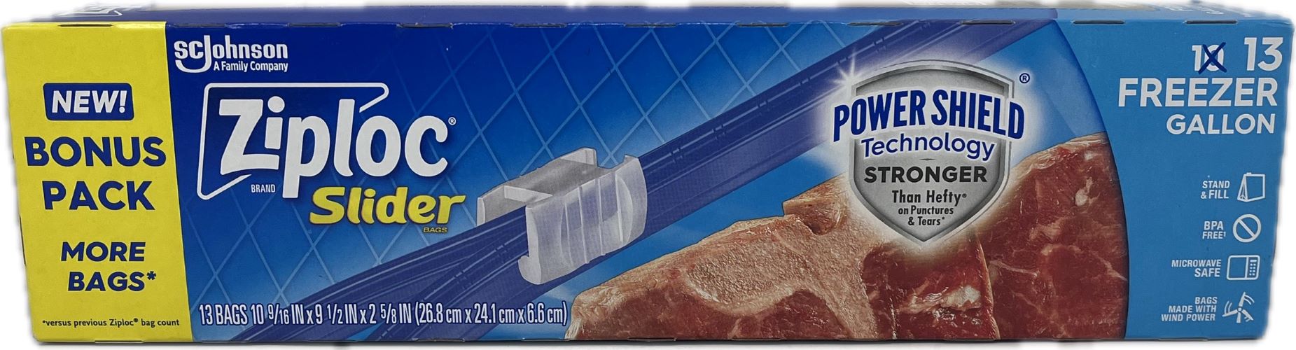 SP ZIPLOC BAG  SLIDER FREEZER 13 CT GALLON