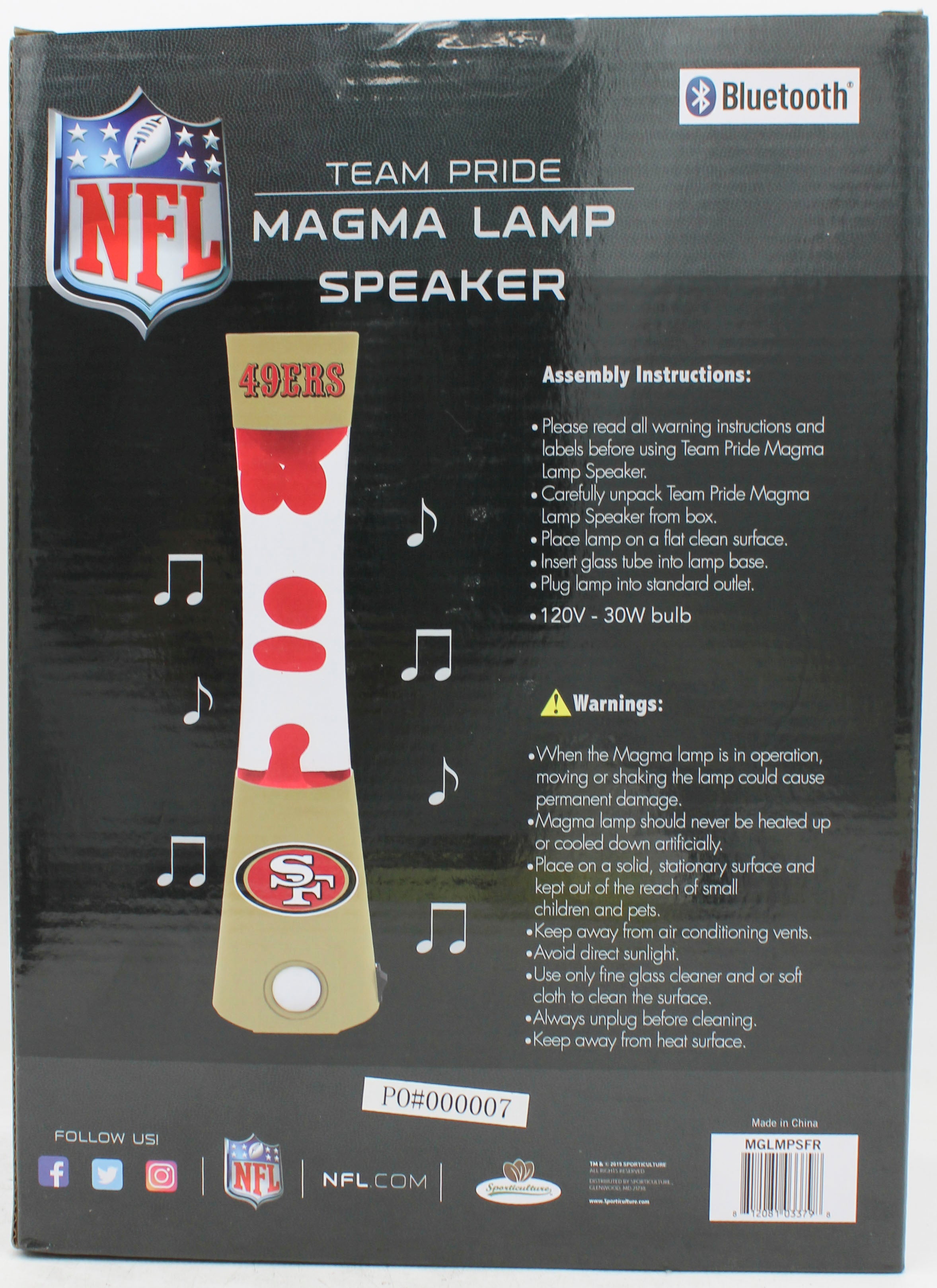 NFL SAN FRANCISCO 49ER LAVA LAMP SPEAKER 16.5"