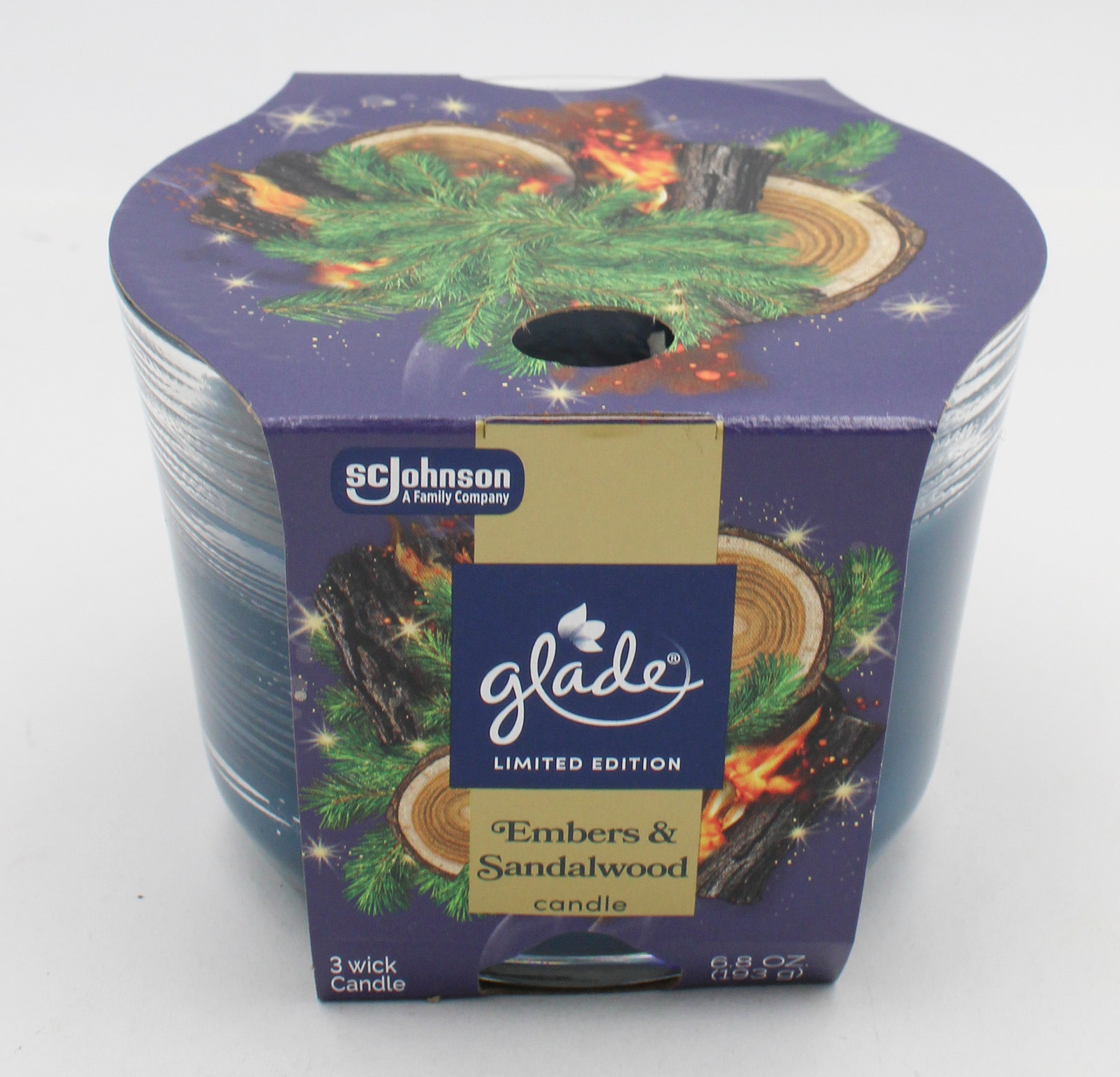 GLADE 3-WICK CANDLE EMBERS & SANDALWOOD 6.8oz US