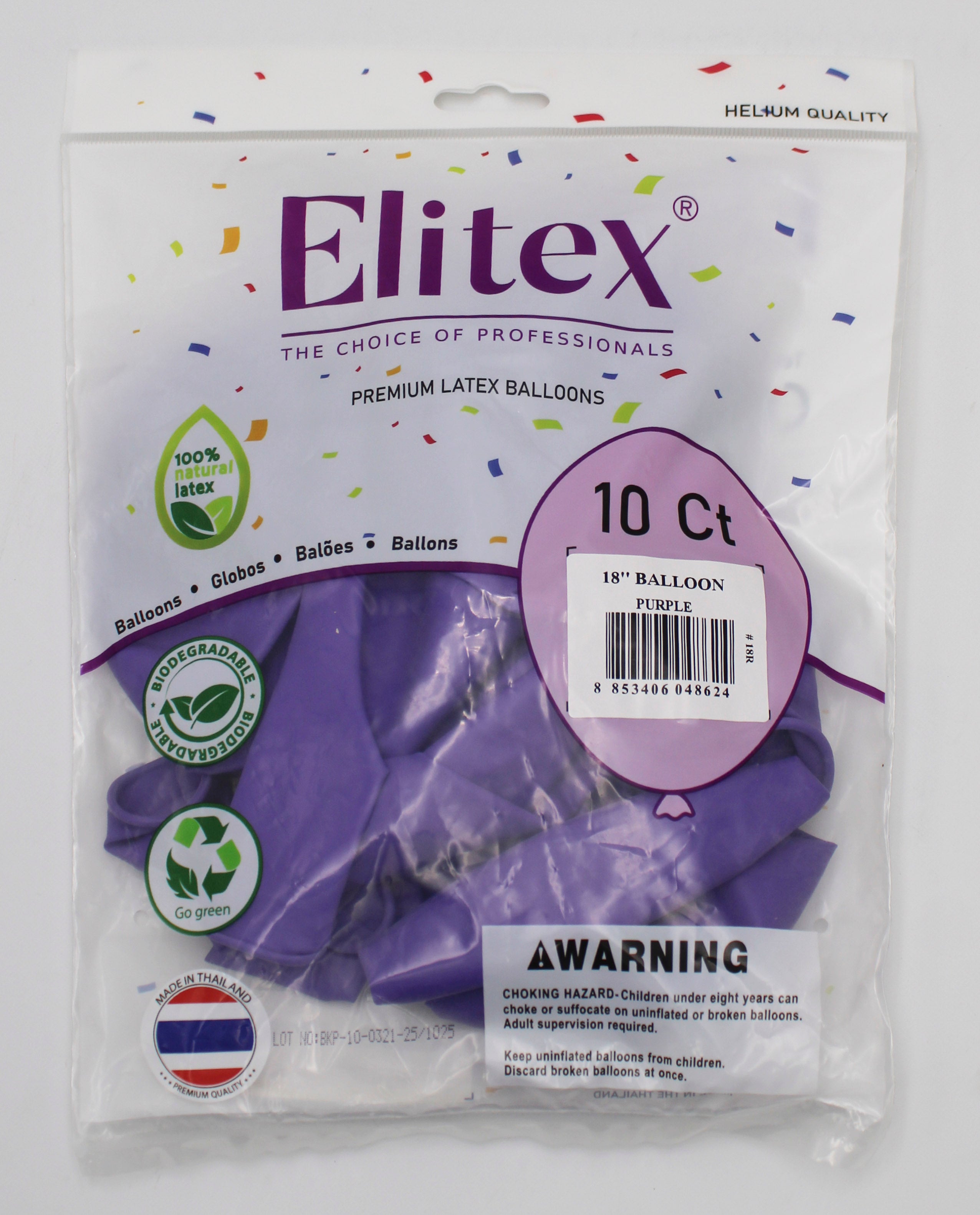 ELITEX 18" PURPLE ROUND BALLOON, 10 PACK
