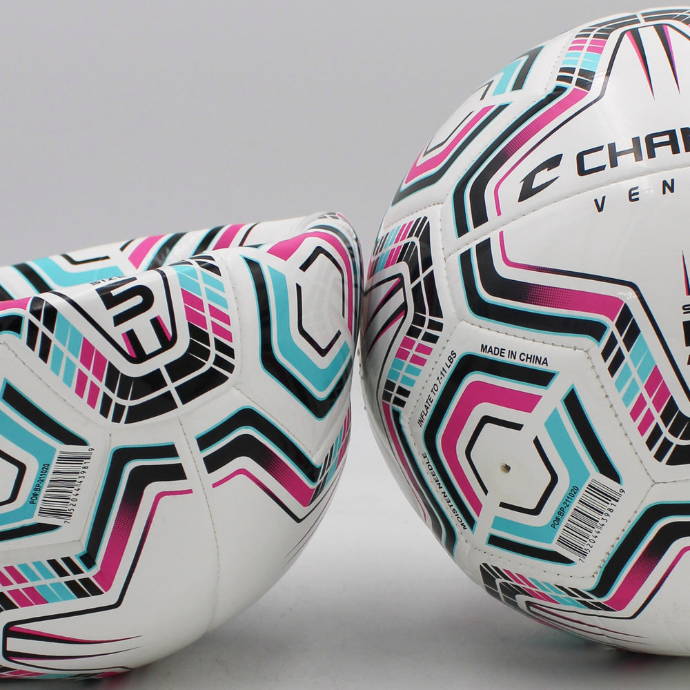 VENARI 20 Panel Soccer Ball #5 BLACK TEAL PINK