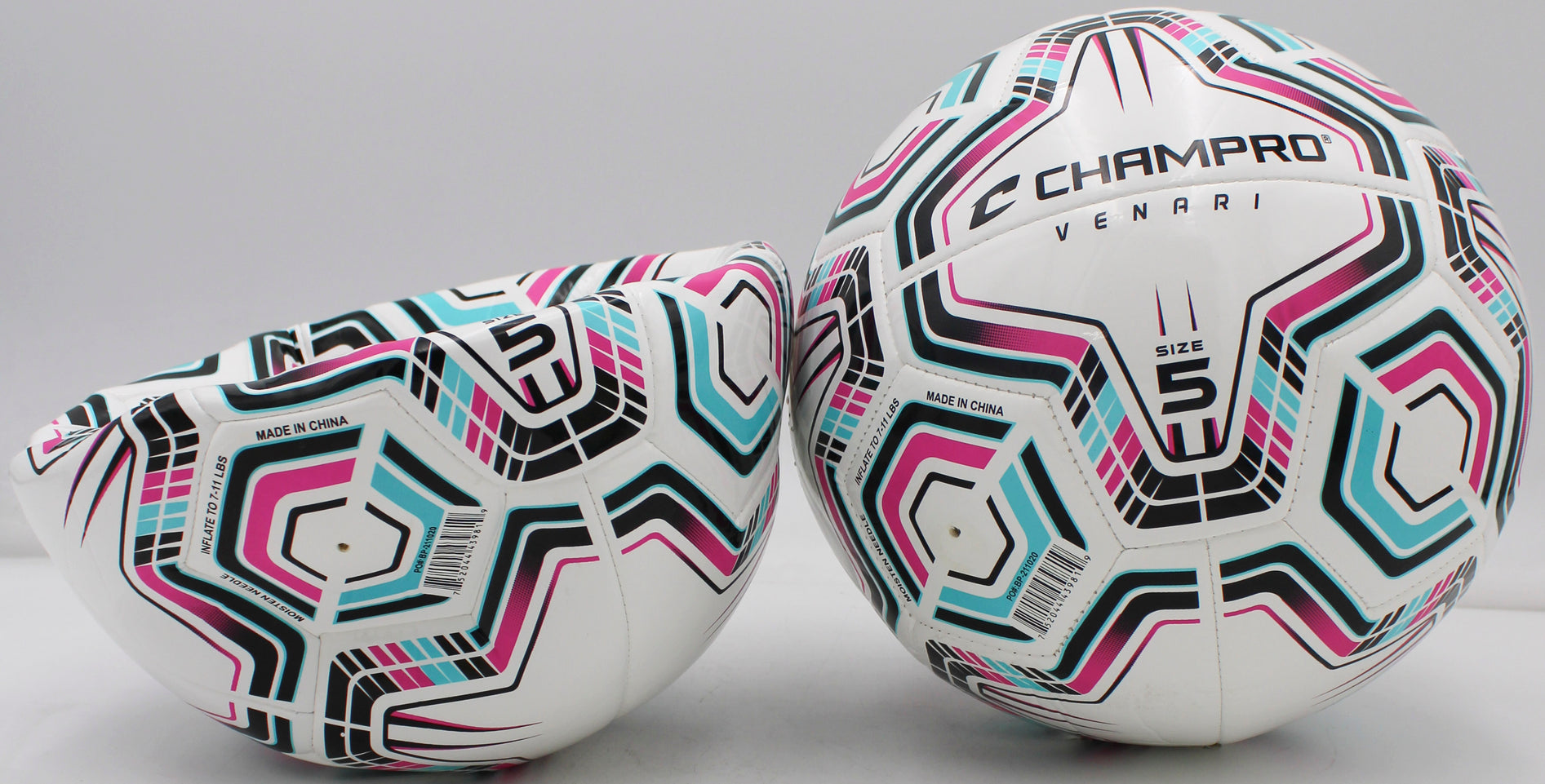 VENARI 20 Panel Soccer Ball #5 BLACK TEAL PINK