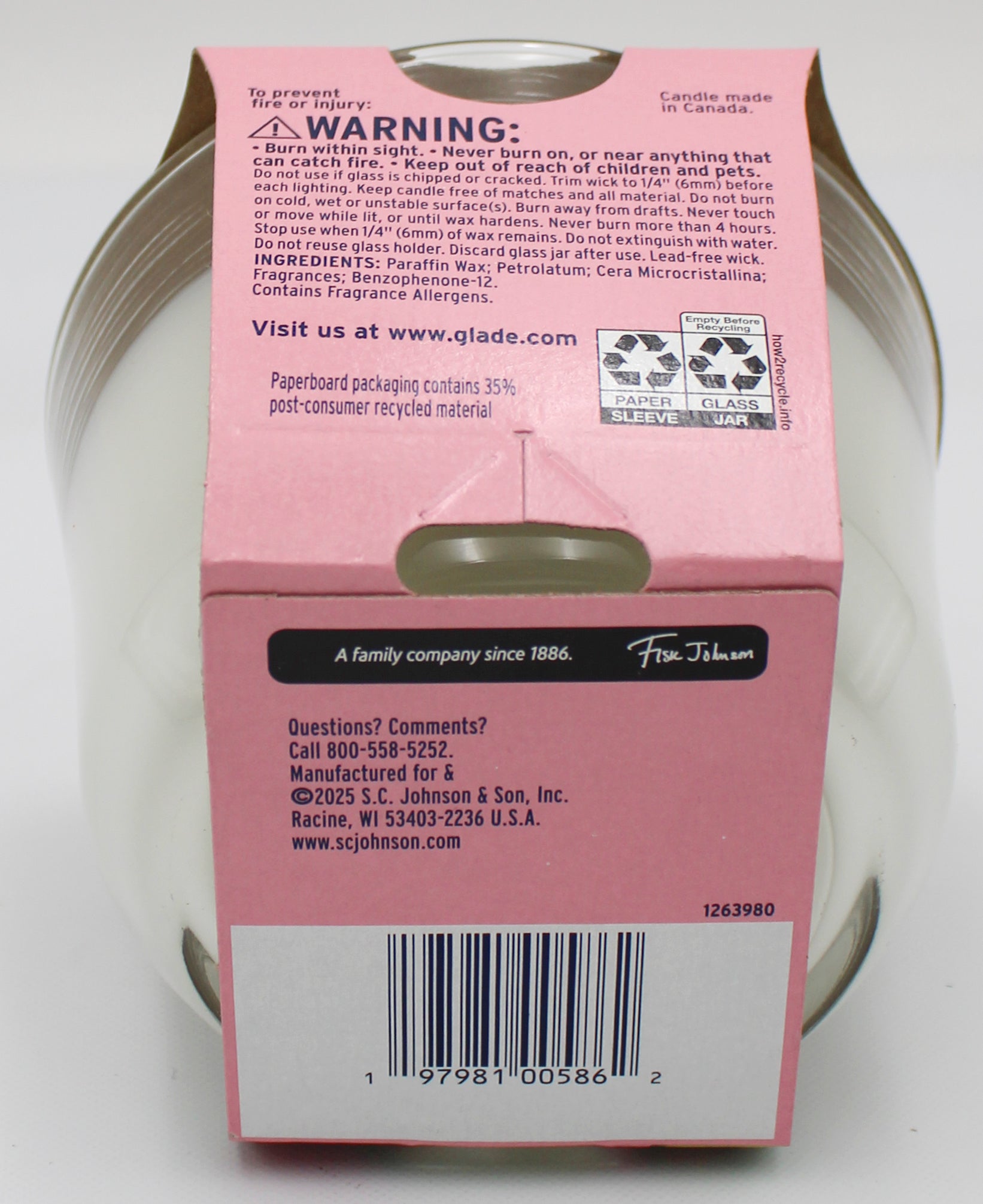 GLADE 3-WICK CANDLE WATERMELON & CUCUMBER 6.8oz US