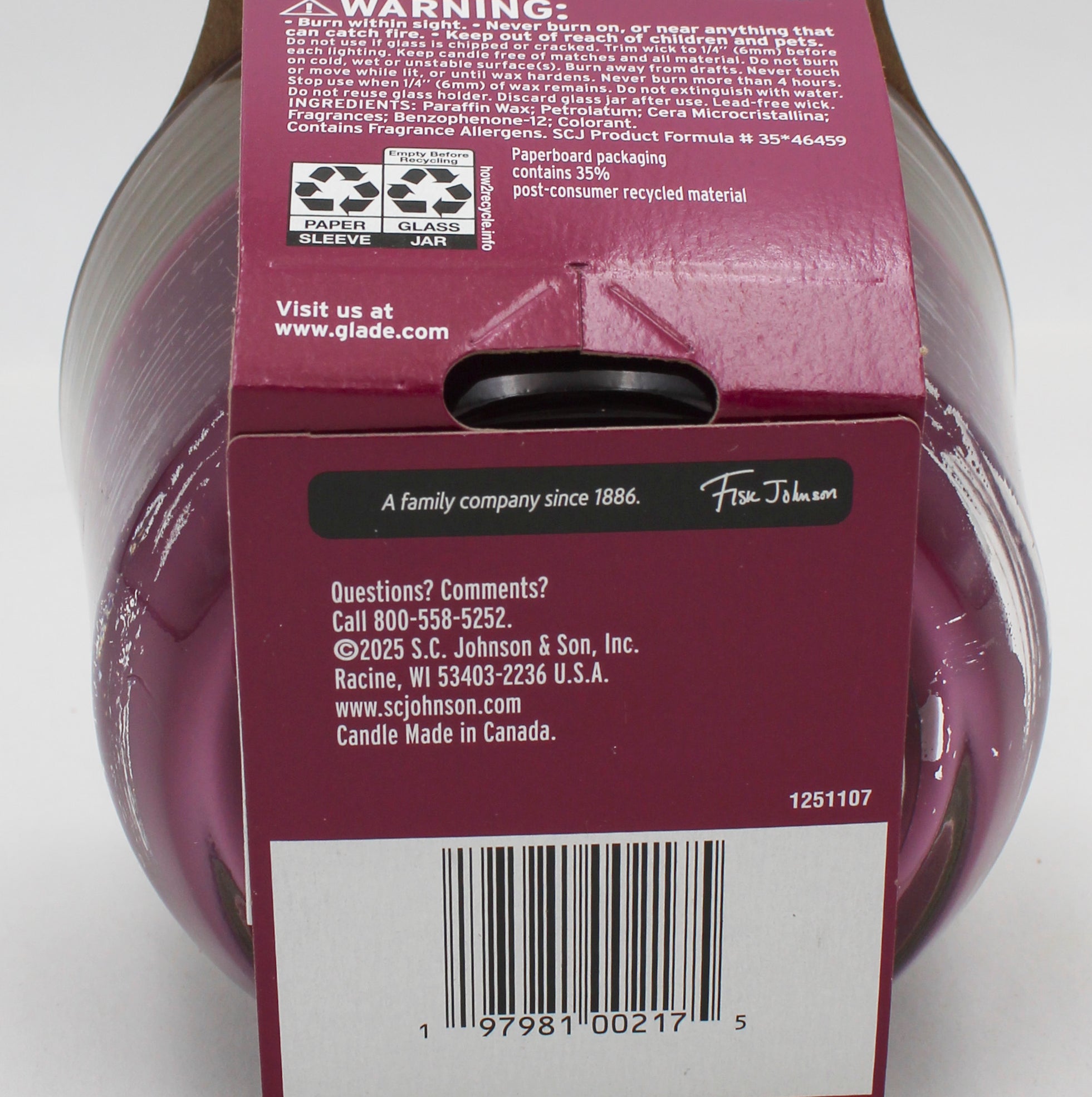 GLADE 3-WICK CANDLE BLACK CHERRY & CRANBERRY 6.8oz US