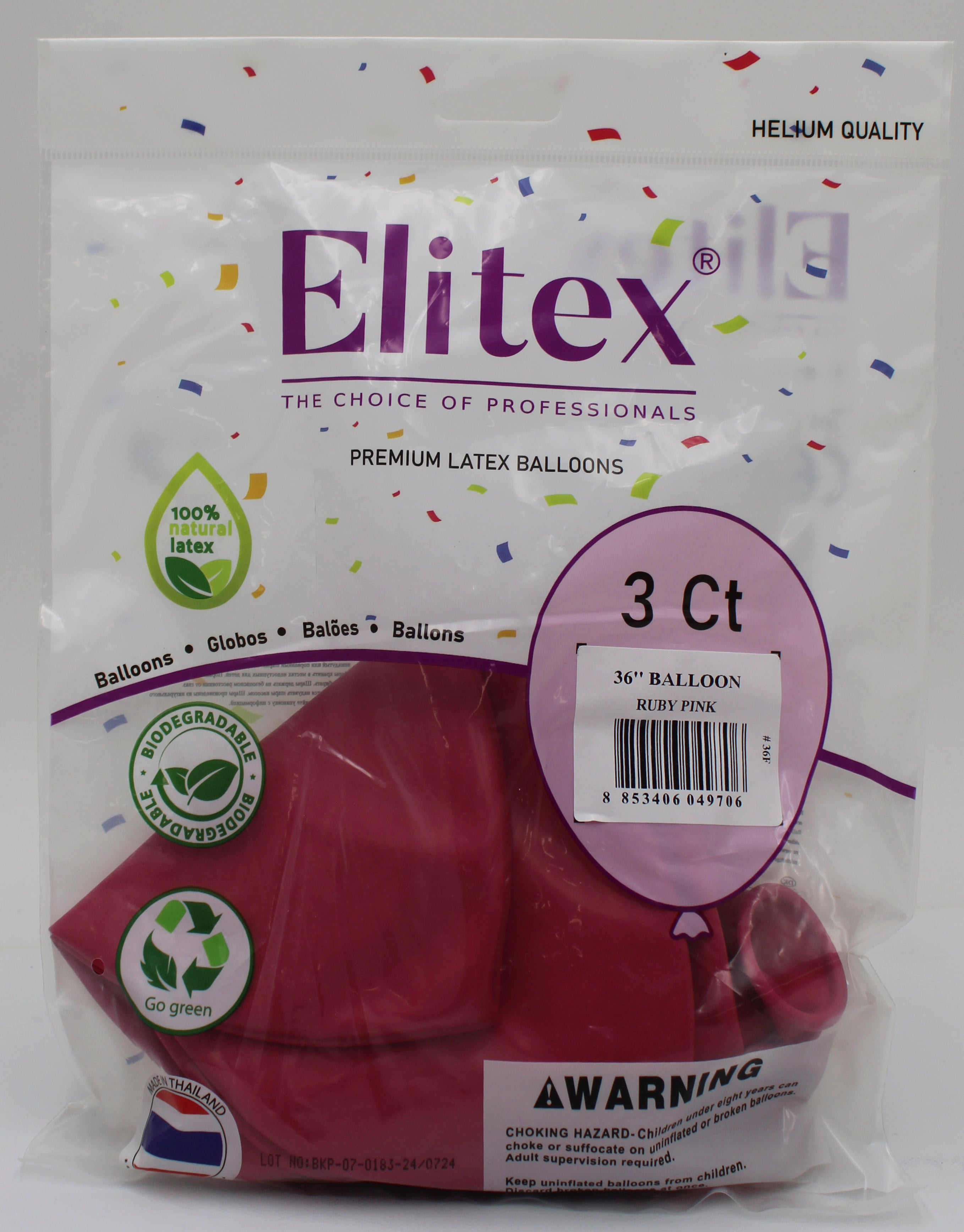 ELITEX 36" RUBY PINK ROUND BALLOON, 3 PACK