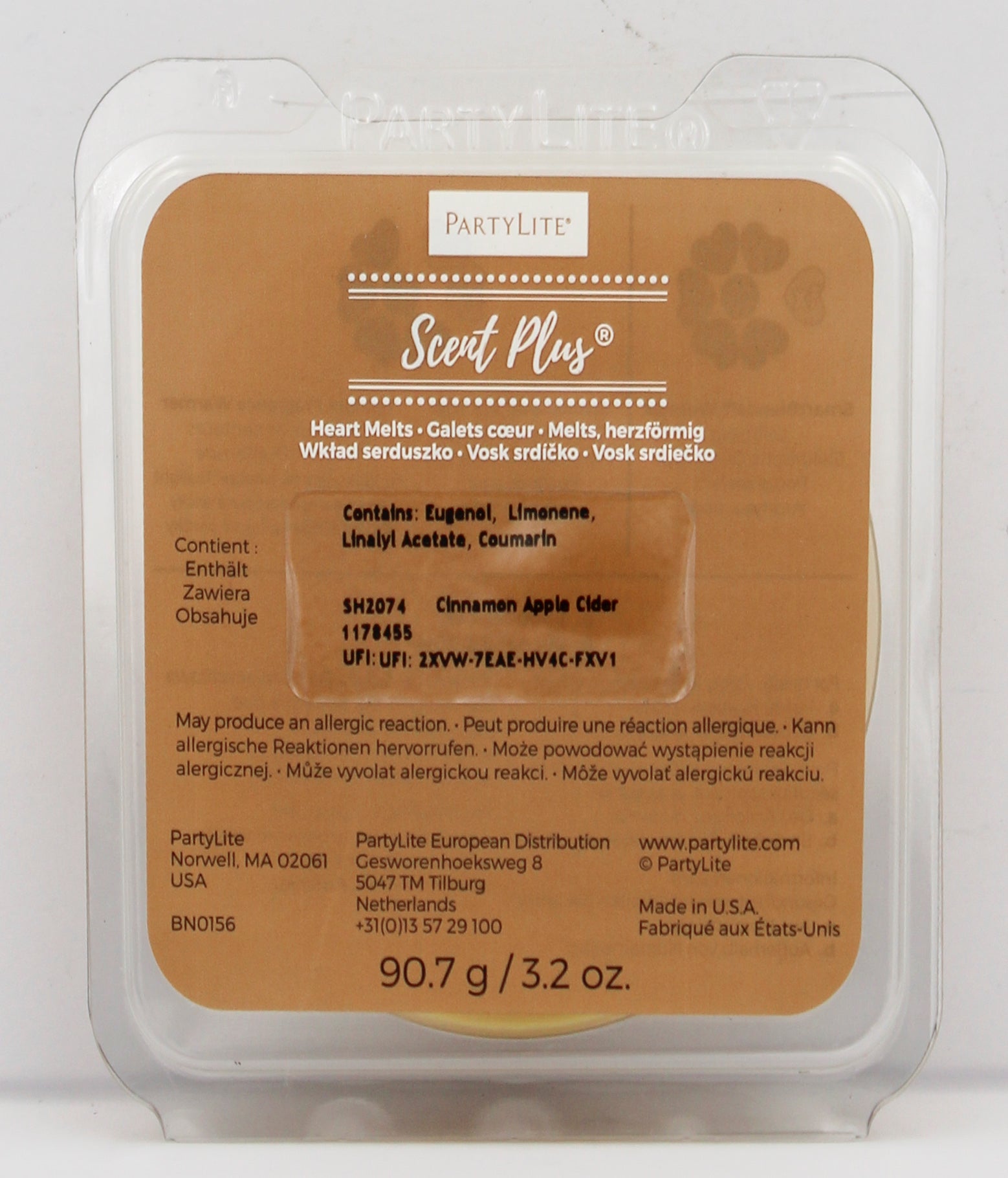 PARTYLITE CINNAMON APPLE CIDER SCENT PLUS HEART MELTS 3.2oz