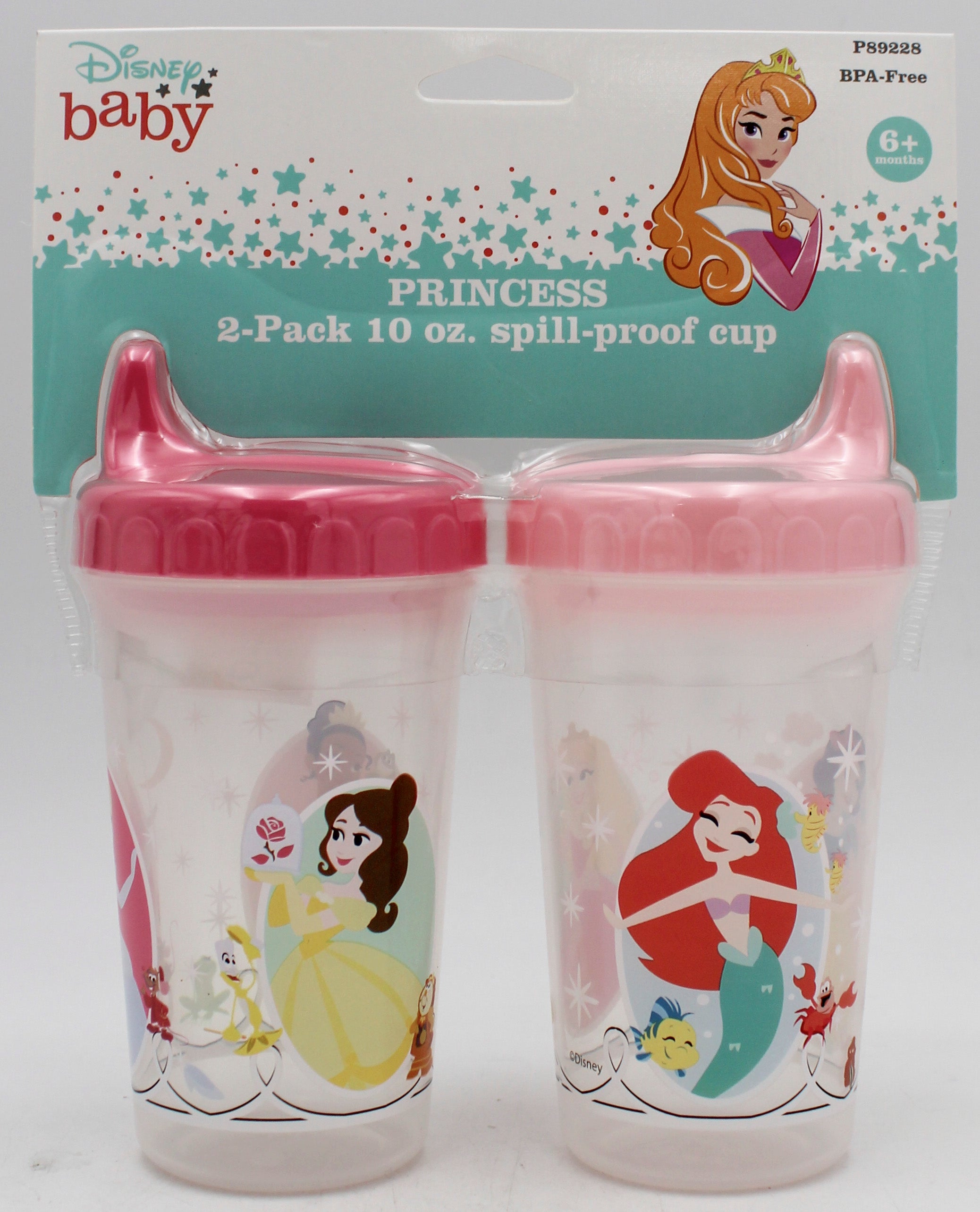 DISNEY BABY 2PK 10OZ SPILL PROOF SIPPIE CUP - PRINCESSES   -  CAN BE SOLD IN U.S.A NI