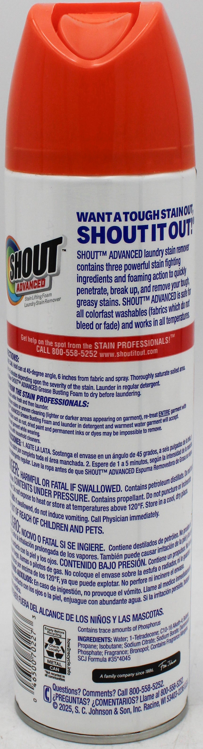 SP SHOUT ADVANCED GREASE BUSTING FOAM 18oz
