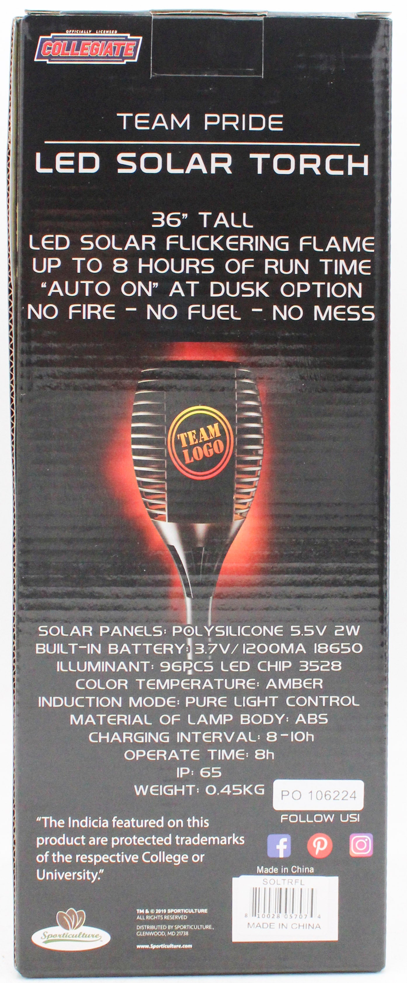 FLORIDA GATORS LED SOLAR TORCH  36"