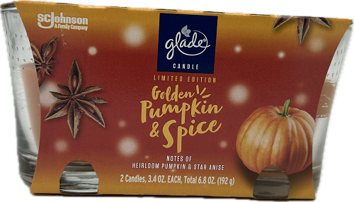 GLADE CANDLE GOLDEN PUMPKIN SPICE 2ct 3.4oz US