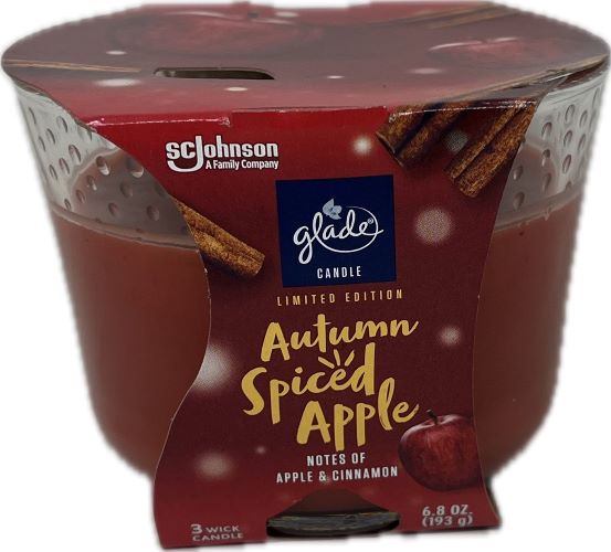 SP GLADE 3WICK CANDLE AUTUMN SPICED APPLE 6.8oz