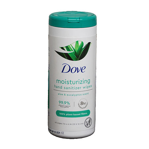 DOVE MOISTURIZING HAND SANITIZER WIPES 40CT ALOE&EUCALYPTUS EXP 3/24