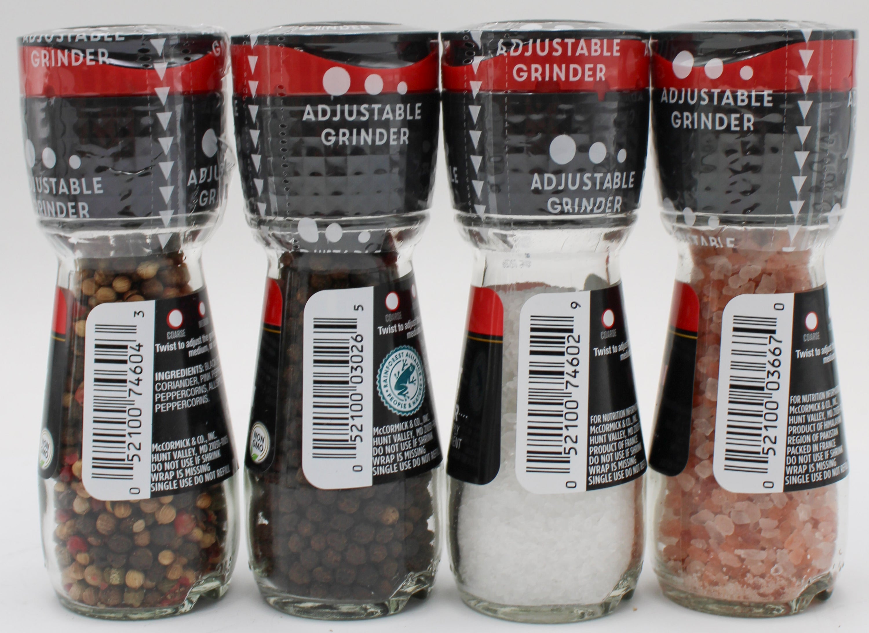 MCCORMICK ASST PEPPER GRINDERS 4 CT