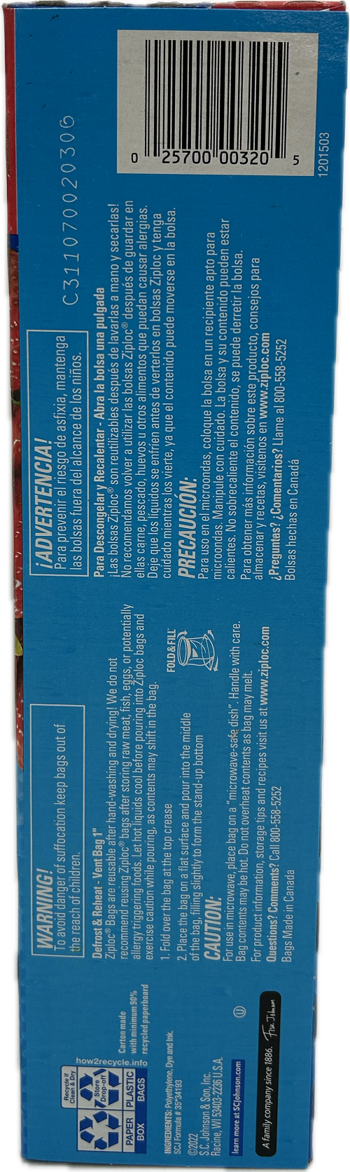 ZIPLOC STAND UP STAY OPEN STORAGE GALLON 38ct US