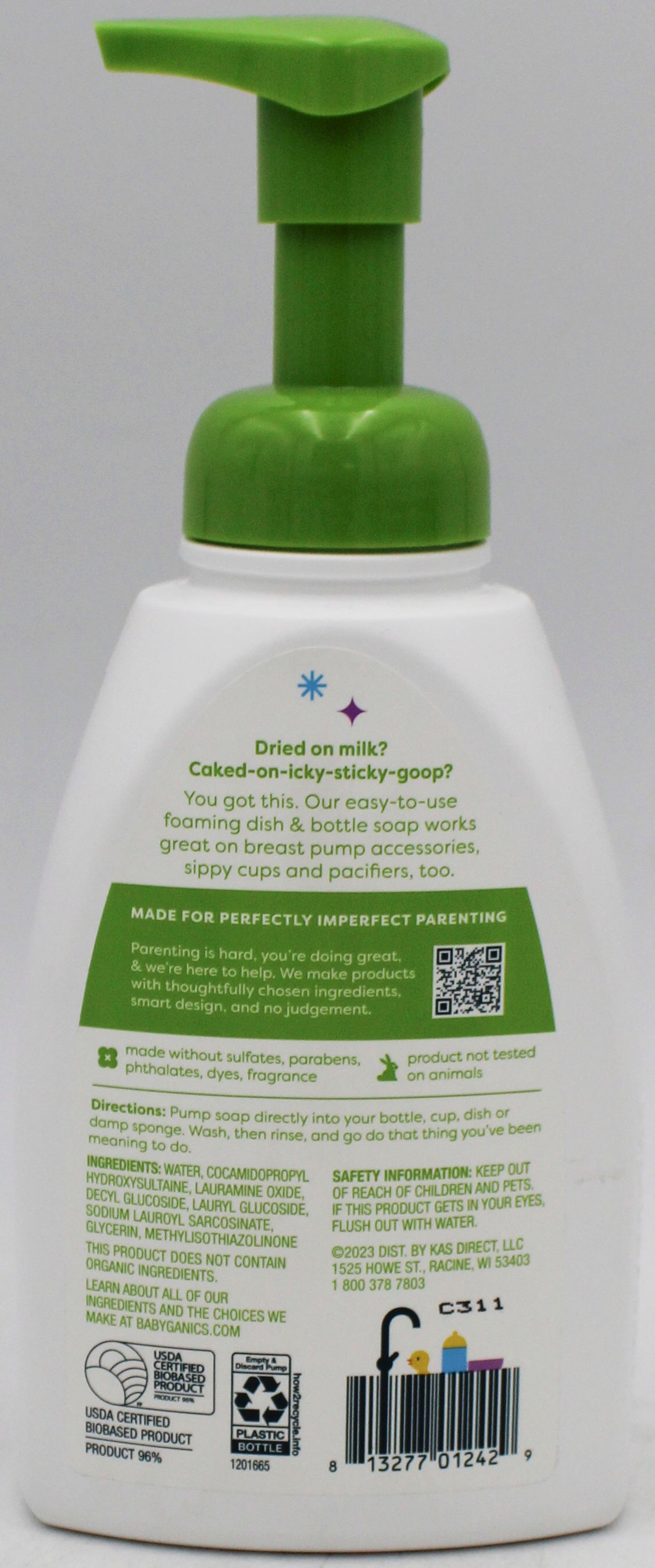 SP BABYGANICS FOAMING DISH + BOTTLE SOAP FRAGRANCE FREE 16oz