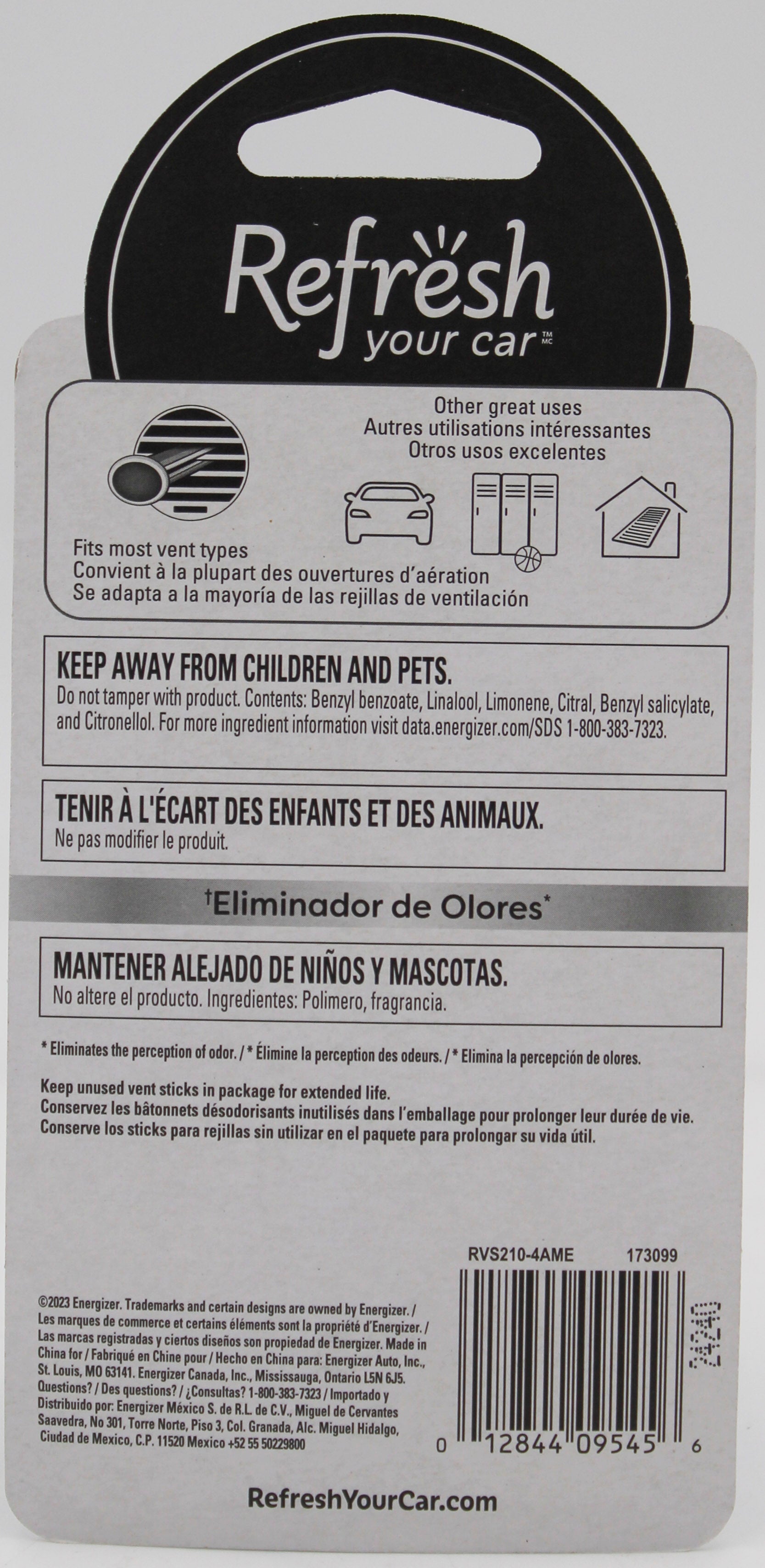 REFRESH YOUR CAR PACIFIC RAIN  4 pk  VENT STICKS