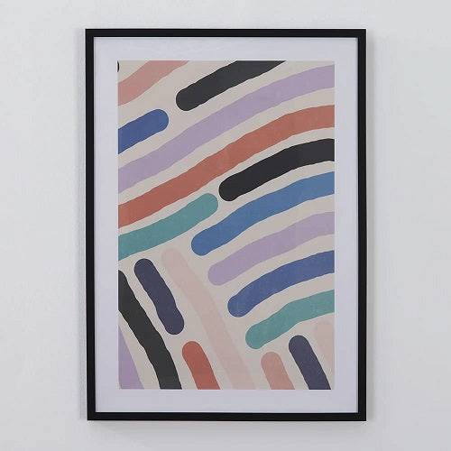COLORFUL DASHES FRAMED PRINT 19.5”L x 27.5”H