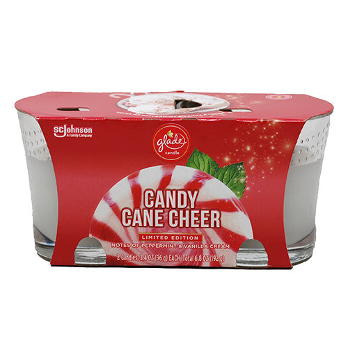 SP GLADE CANDLE CANE CHEER 2 CANDLES, 3.4 oz EACH