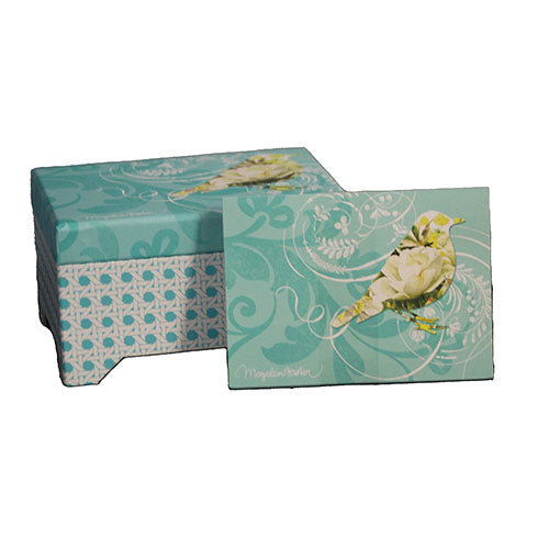 HALLMARK 16 CARDS/ENVELOPES 5.5"X4" IN HARD BOX PP $12.99-BLUE W/BIRD NI