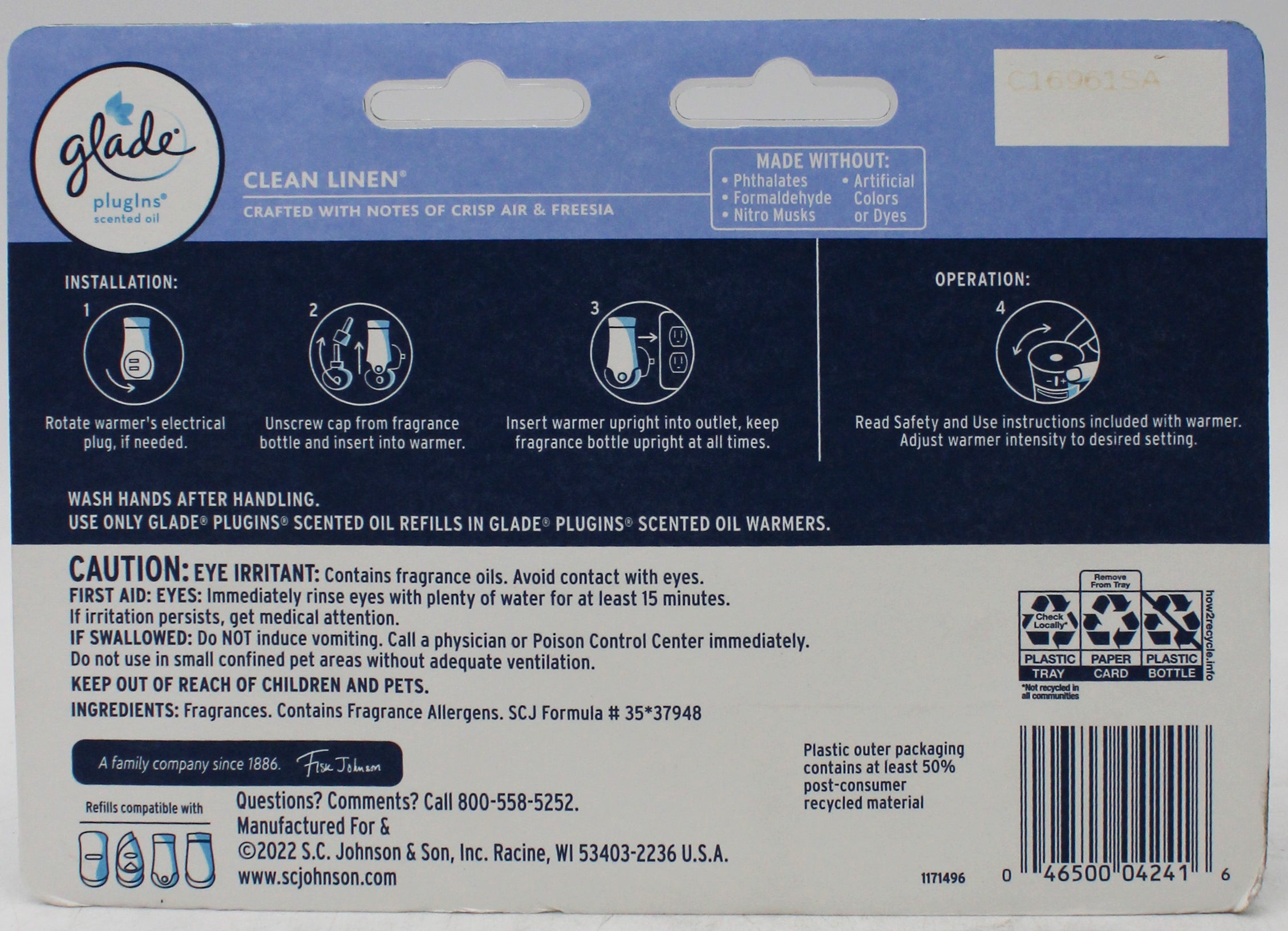 SP GLADE PLUGINS SCENTED OIL CLEAN LINEN 7ct 0.67oz