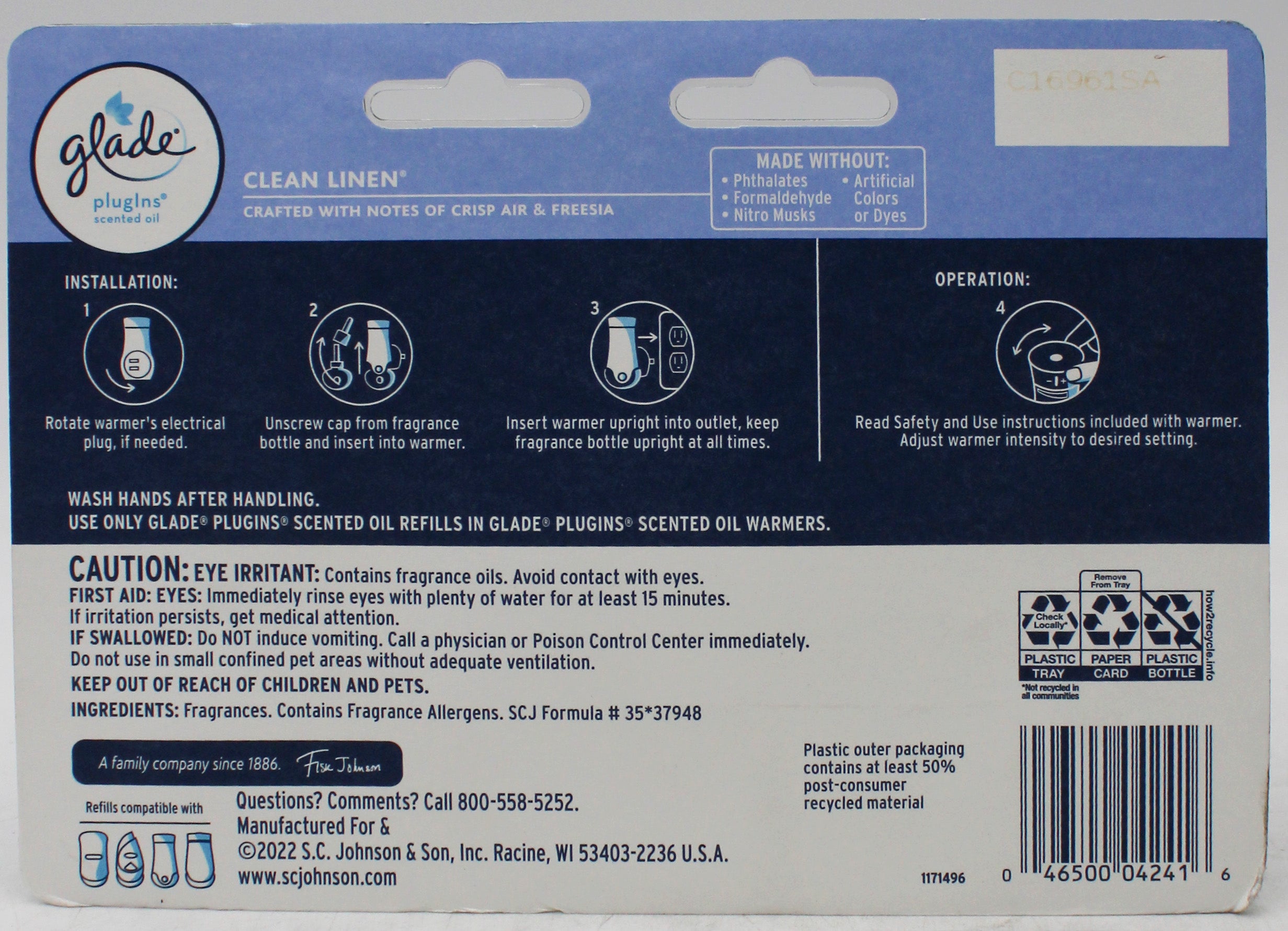 SP GLADE PLUGINS SCENTED OIL CLEAN LINEN 7ct 0.67oz