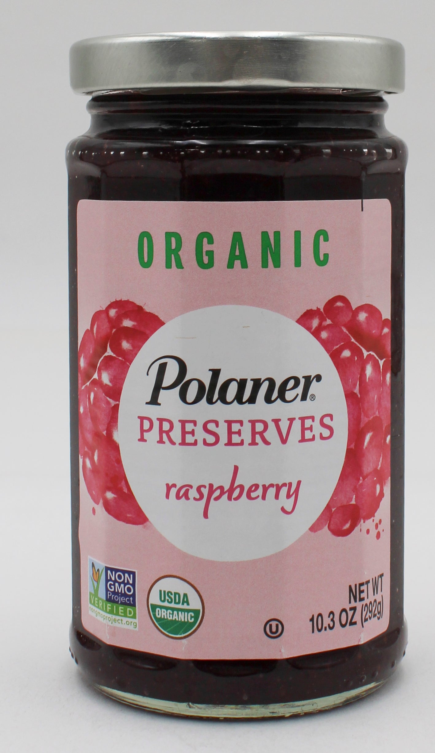 POLANER ORGANIC RASPBERRY PRESERVES 10.3 Oz BB 12/2/26