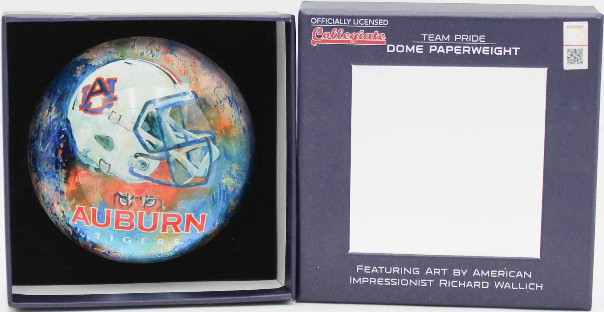 AUBURN TIGERS GLASS DOME PAPERWEIGHT 4"