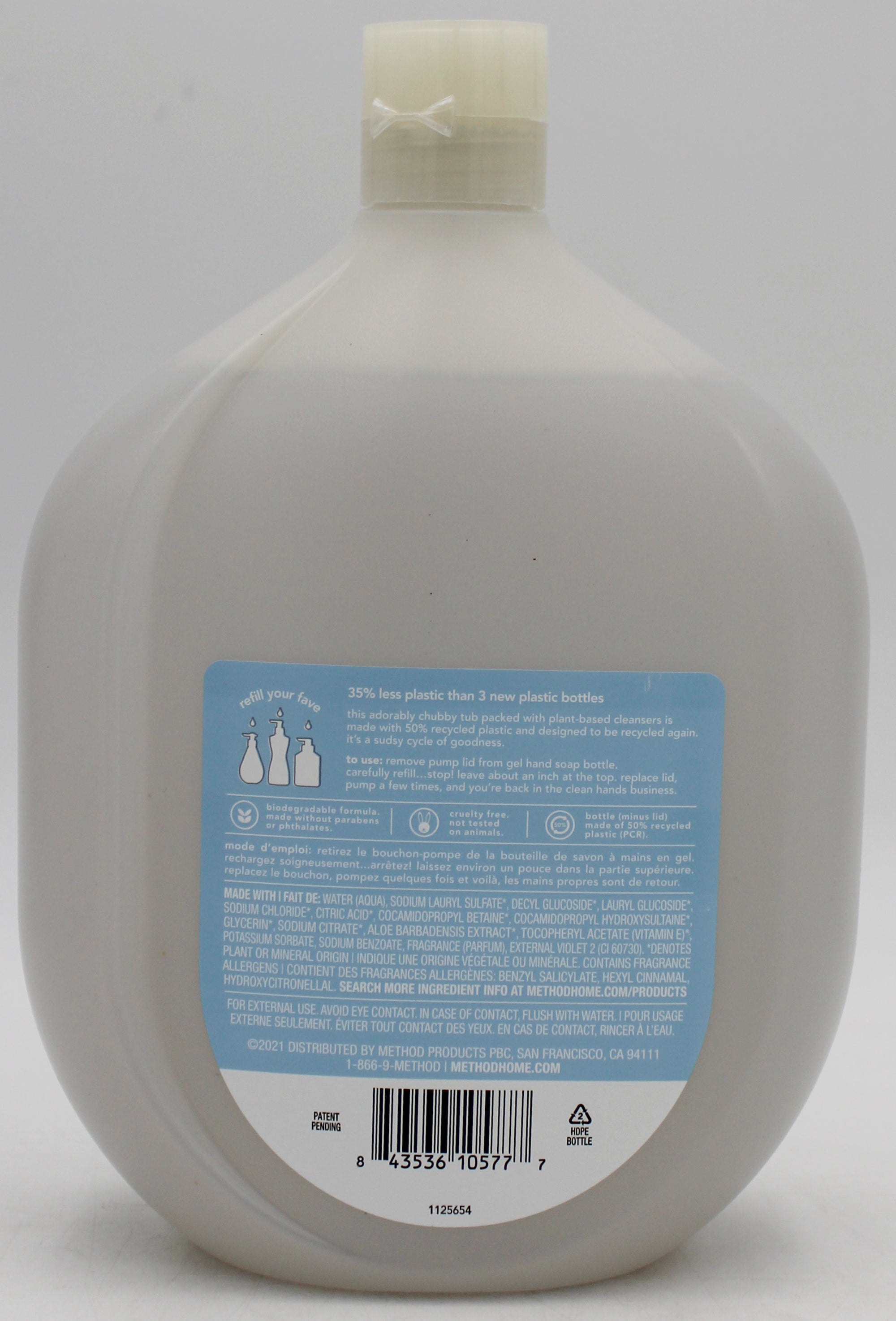 METHOD GEL HAND WASH SWEET WATER REFILL 34floz US