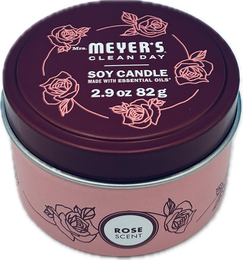 MRS MEYERS TIN SOY CANDLE 2.9oz ROSE