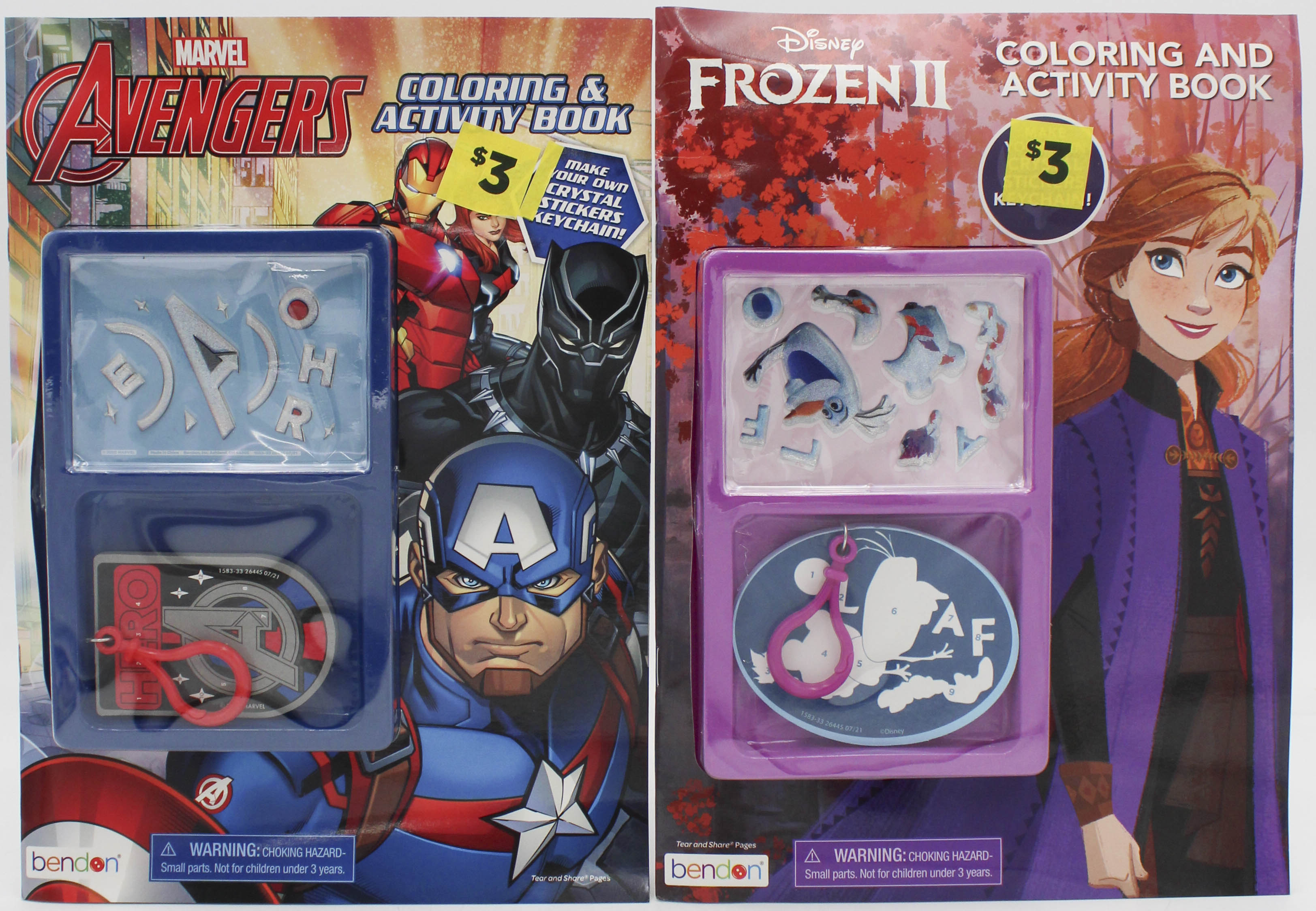 BENDON COLORING AND ACTIVITY BOOK 30PG W/CRYSTAL KEY CHAIN CLIP ASST PP$3