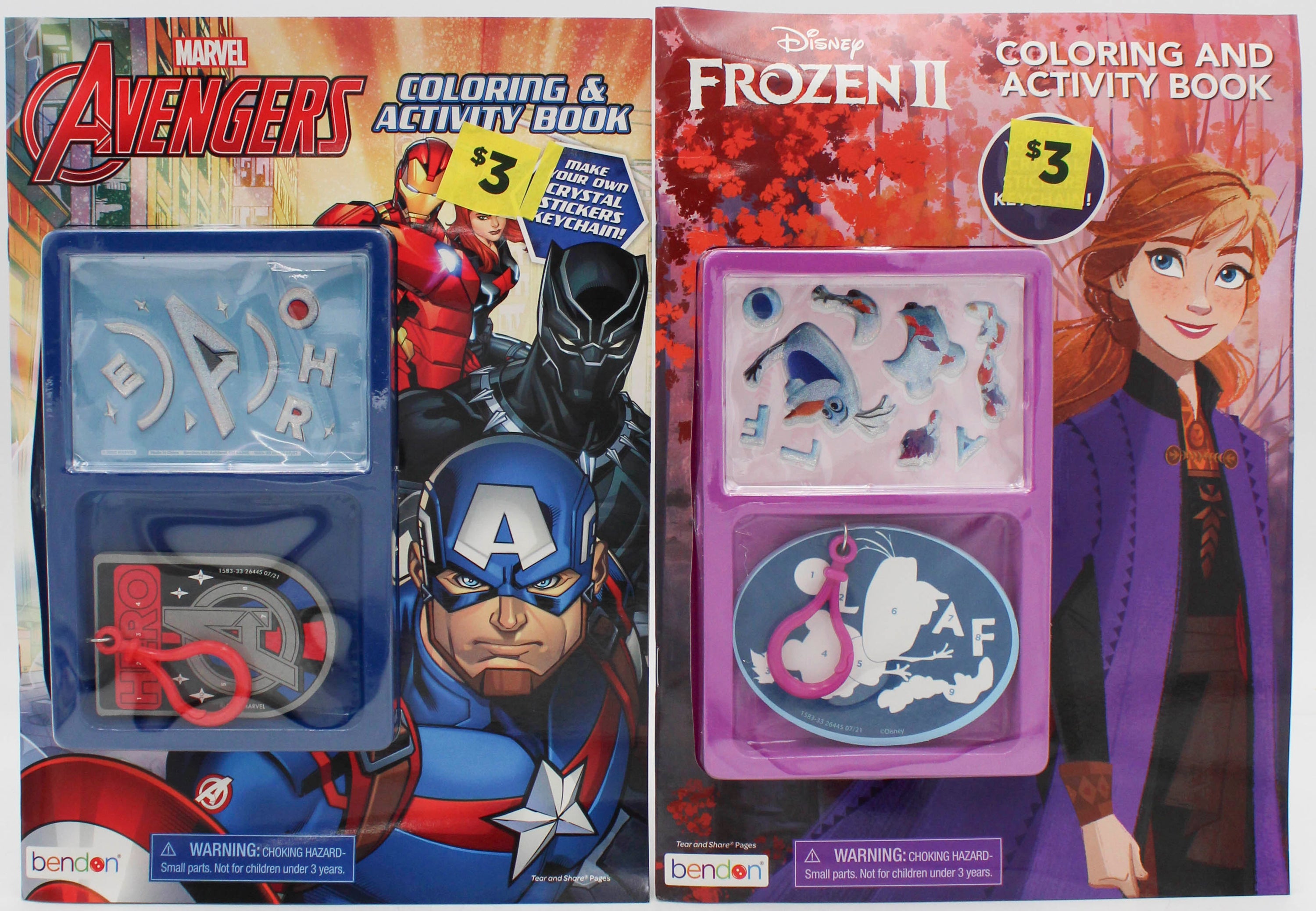 BENDON COLORING AND ACTIVITY BOOK 30PG W/CRYSTAL KEY CHAIN CLIP ASST PP$3