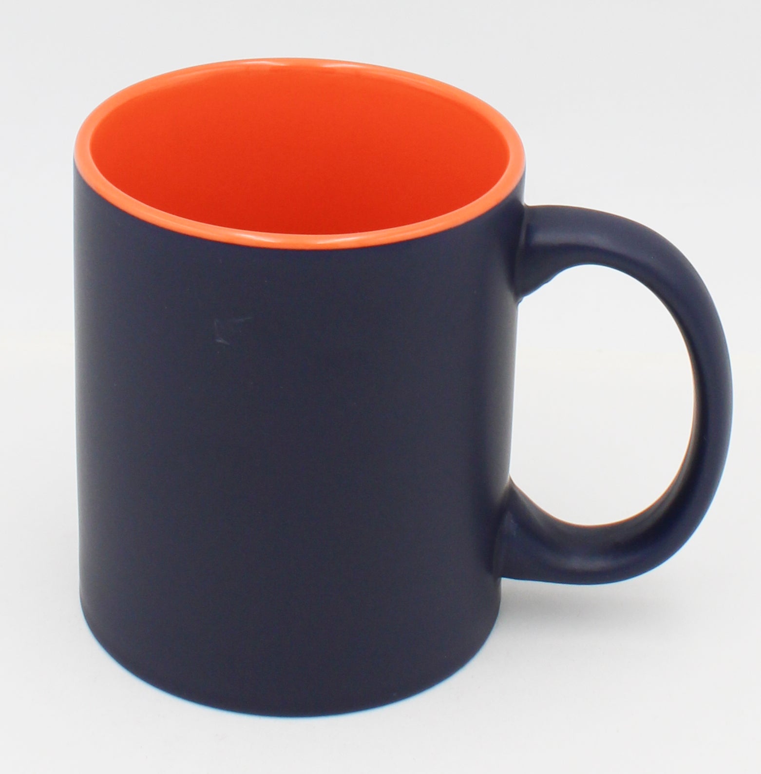 11OZ CERAMIC MUG, MATTE, BLACK - INNER COLOR ORANGE
