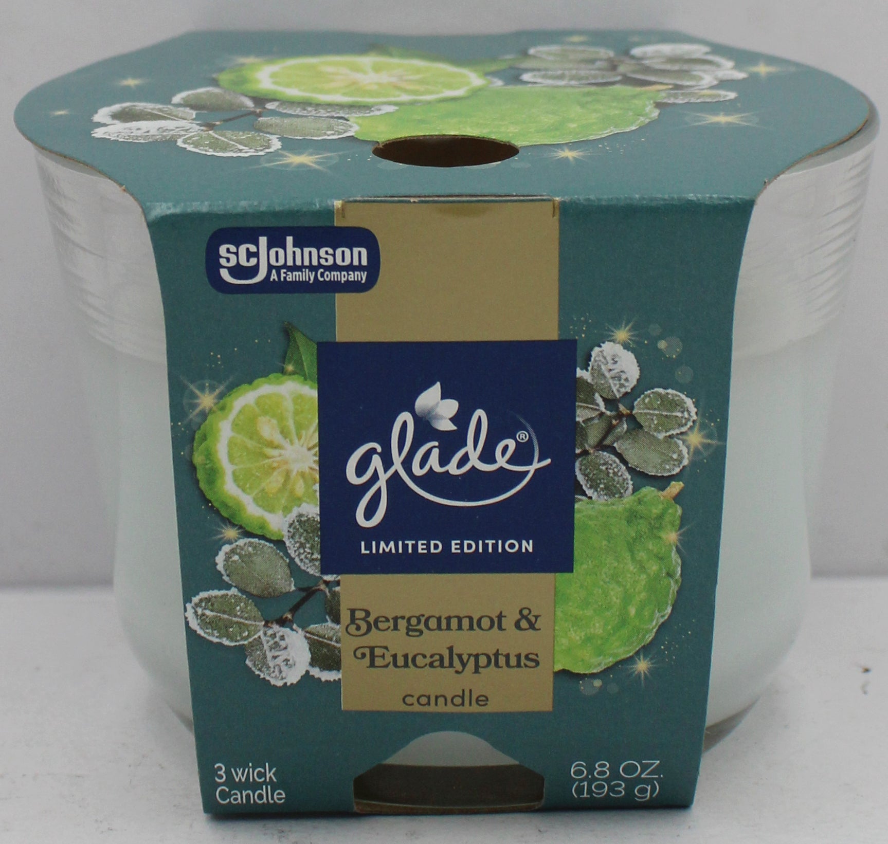 GLADE 3-WICK CANDLE BERGAMOT & EUCALYPTUS 6.8oz. US