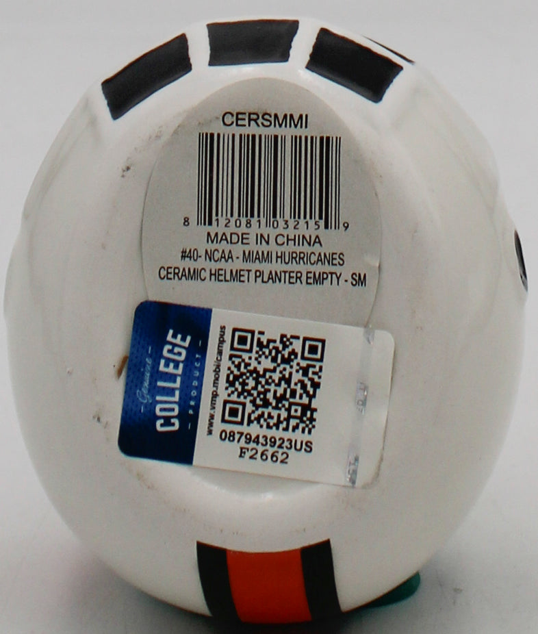 NCAA MIAMI HURRICANES SMALL CERAMIC HELMET