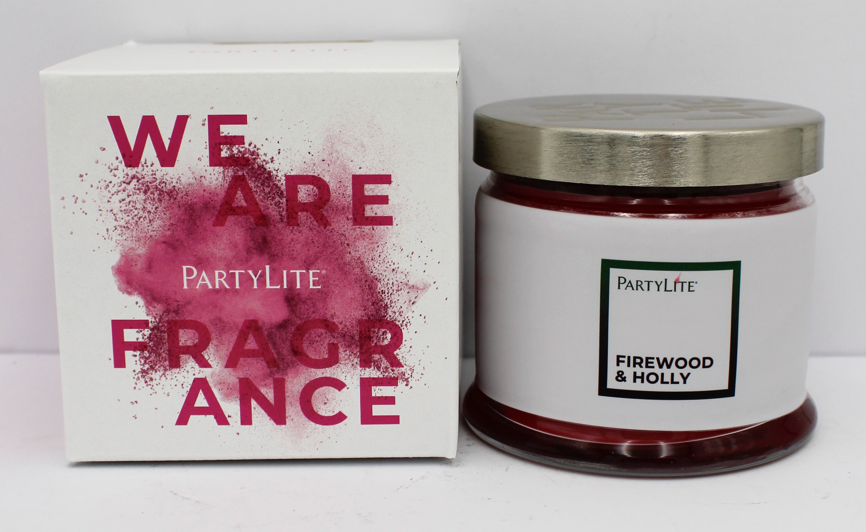 PARTYLITE FIREWOOD & HOLLY 3-WICK JAR CANDLE 13.2oz