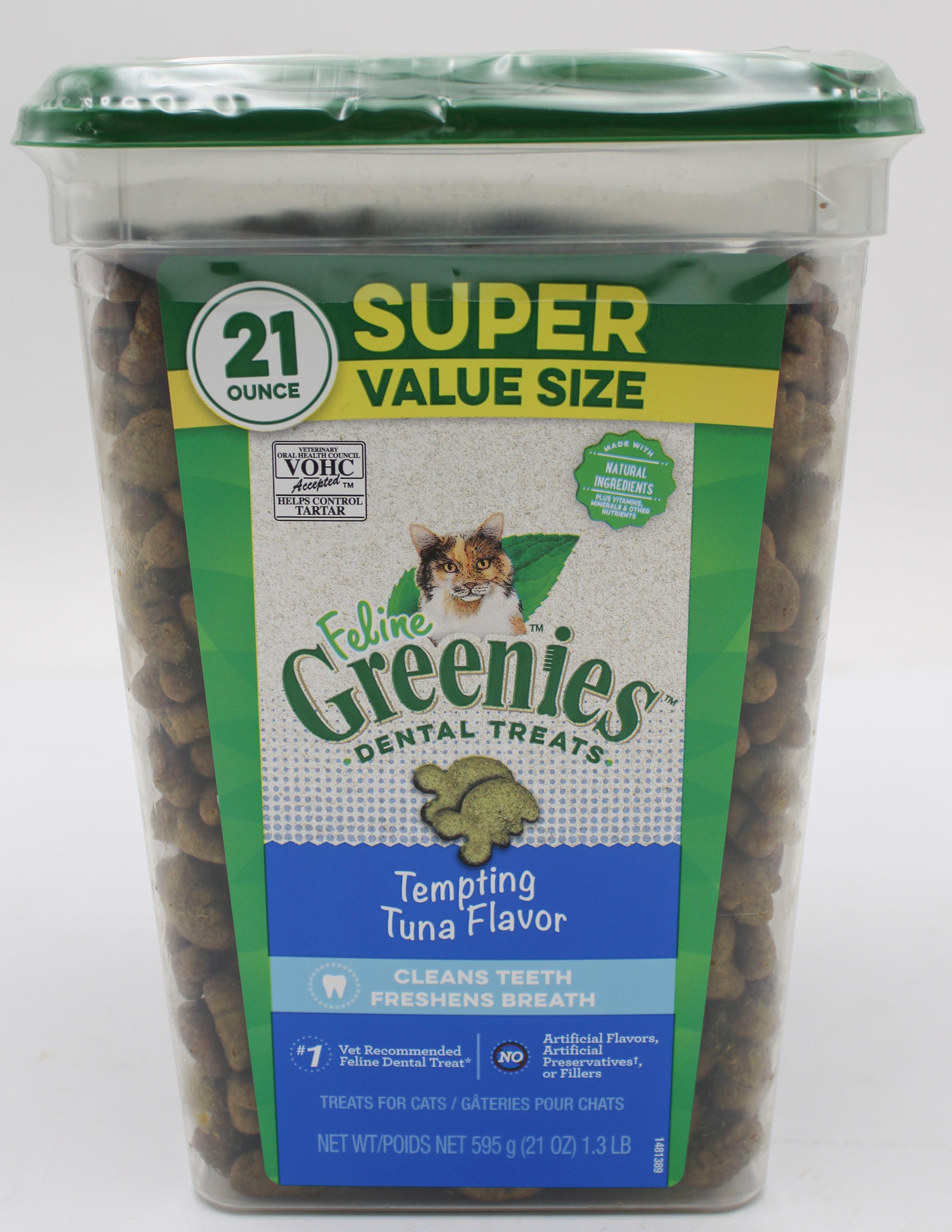 GREENIES TEMPTING TUNA FLAVOR DENTAL ADULT CAT TREATS - 21OZ BB 1/31/2027