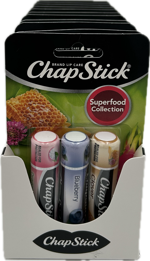 CHAPSTICK SUPERFOODS COLLECTION 3ct 0.15oz ASST EXP 8/31/2025