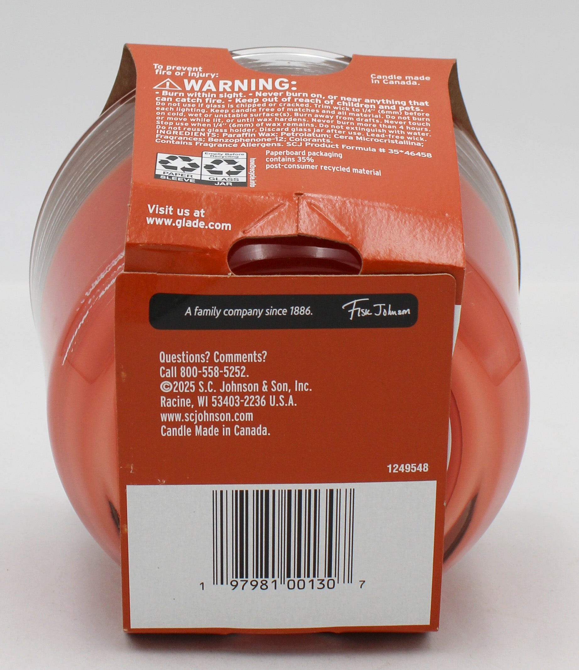 GLADE 3-WICK CANDLE PUMPKIN & GINGER 6.8oz US