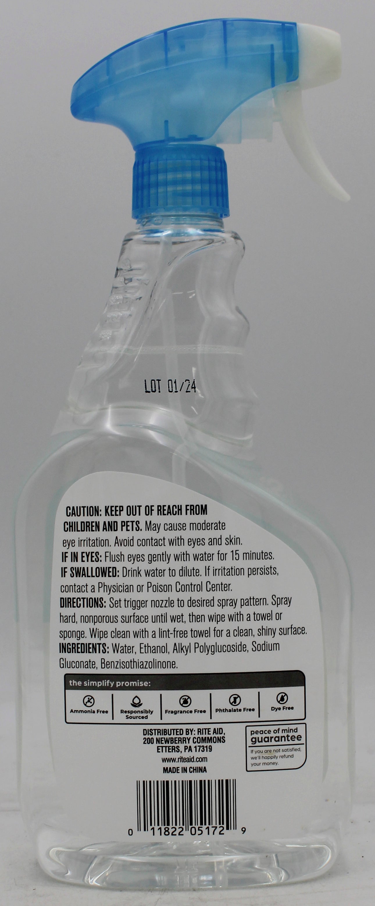 RITE AID SIMPLFY GLASS & SURFACE CLEANER 32Z