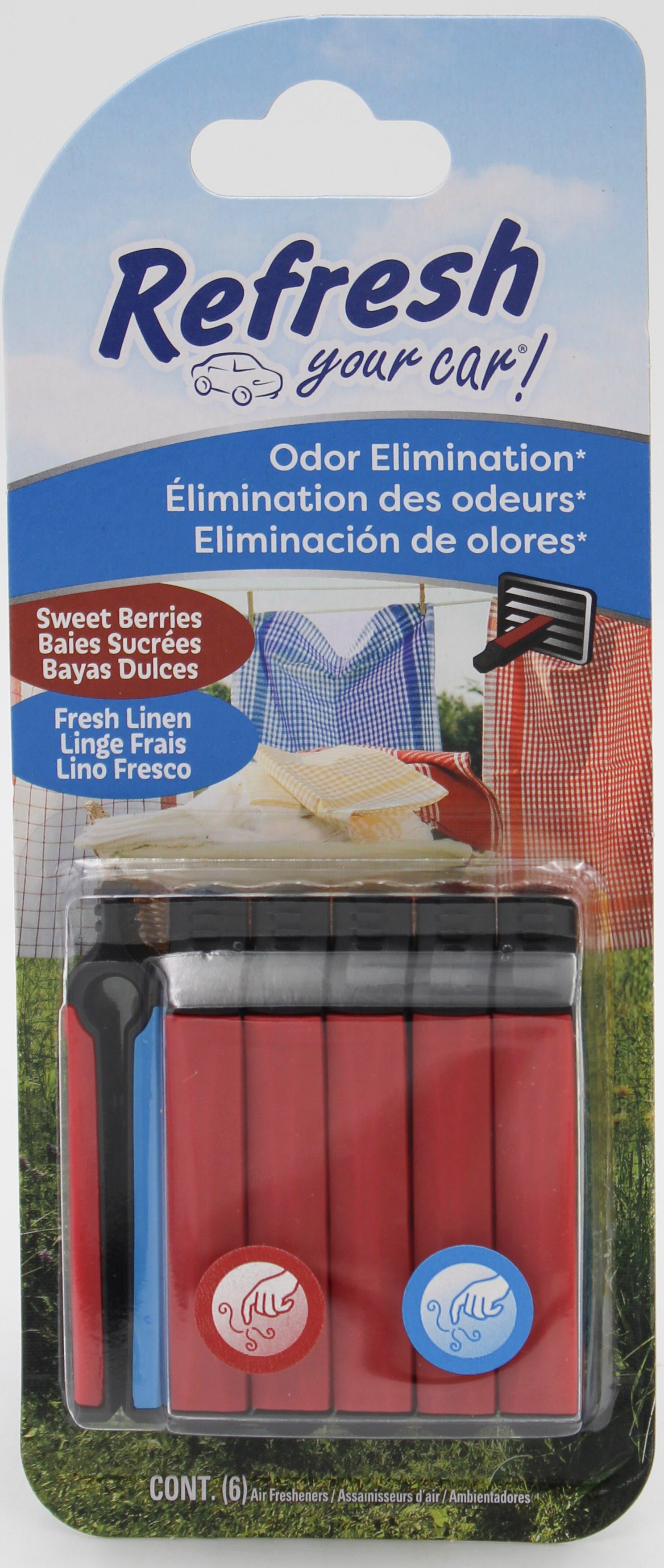 CALIFORNIA SCENTS! SWEET BERRY AND FRESH LINEN VENT STICKS CAR AIR FRESHENER - (6-PACK) NI