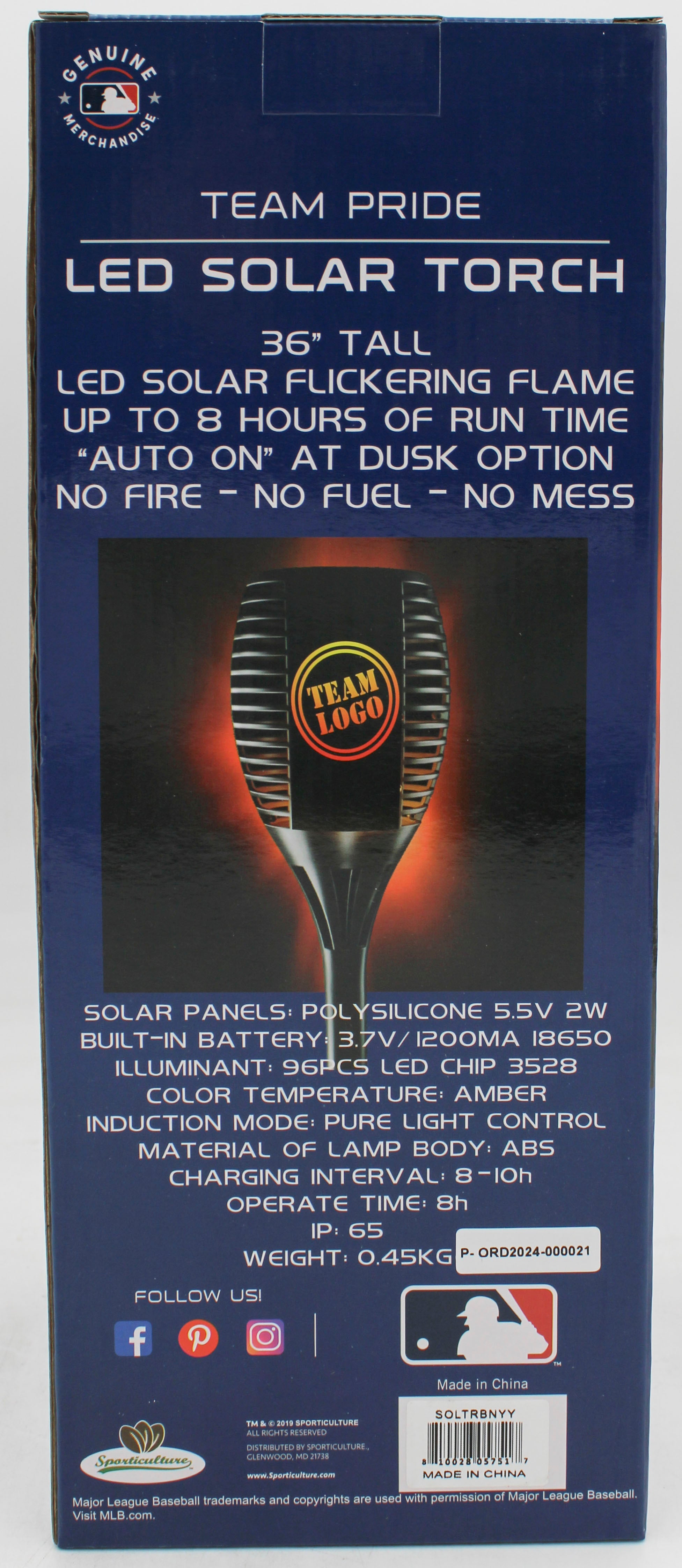 NEW YORK YANKEES LED SOLAR TORCH 36"