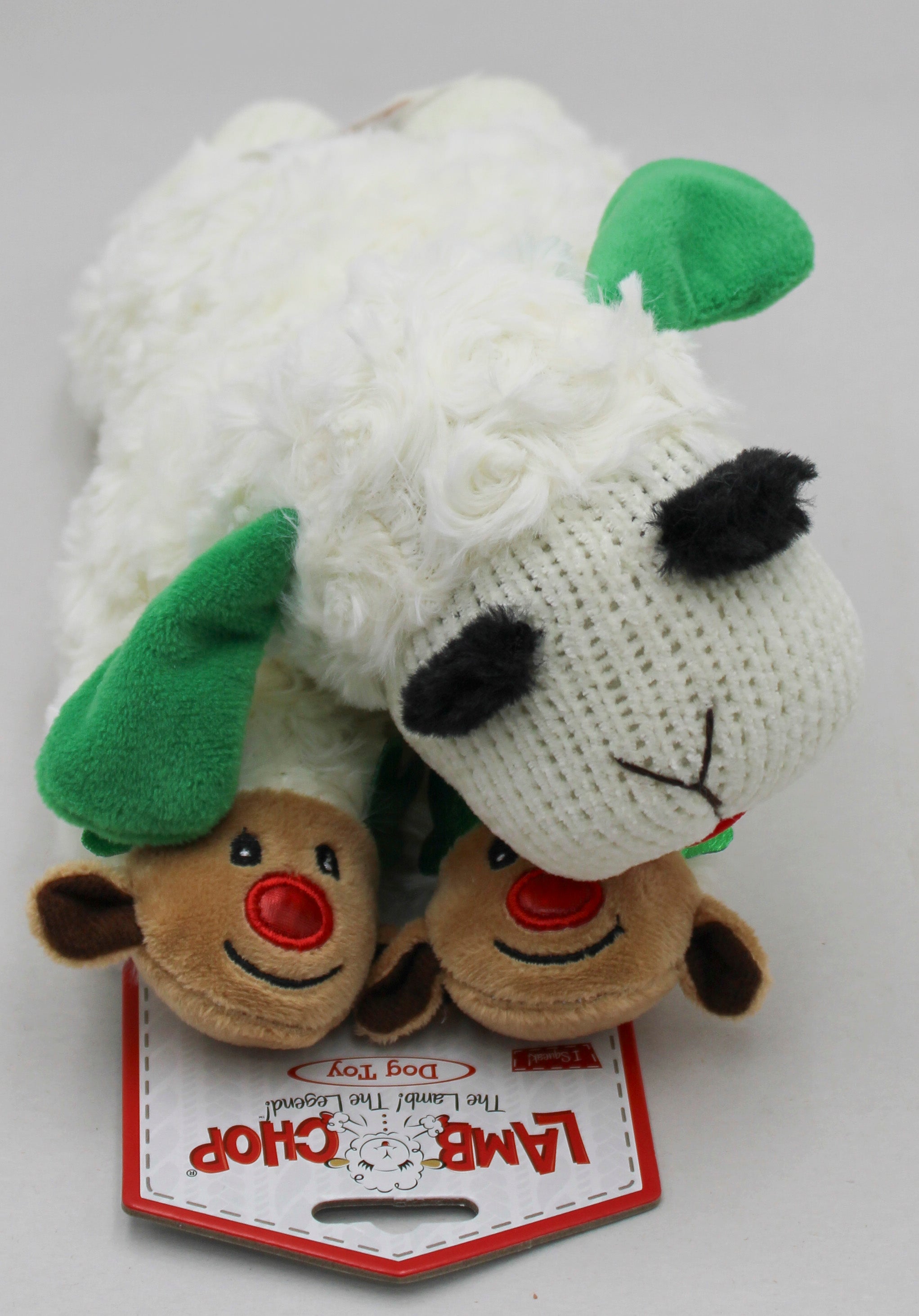 MULTIPET LAMBCHOP REINDEER W/SLIPPERS DOG TOY 10.5"