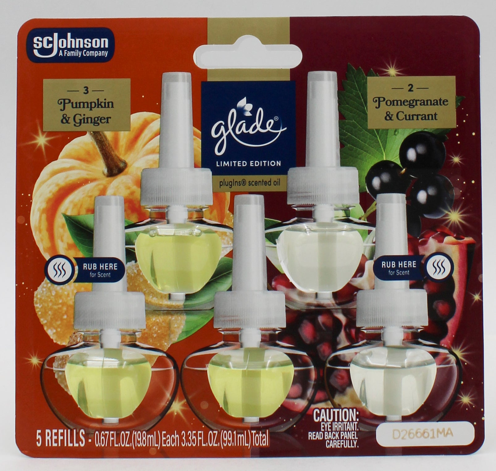 GLADE PLUGINS SCENTED OIL PUMPKIN & GINGER/POMEGRANATE & CURRANT 5ct 0.67floz US.