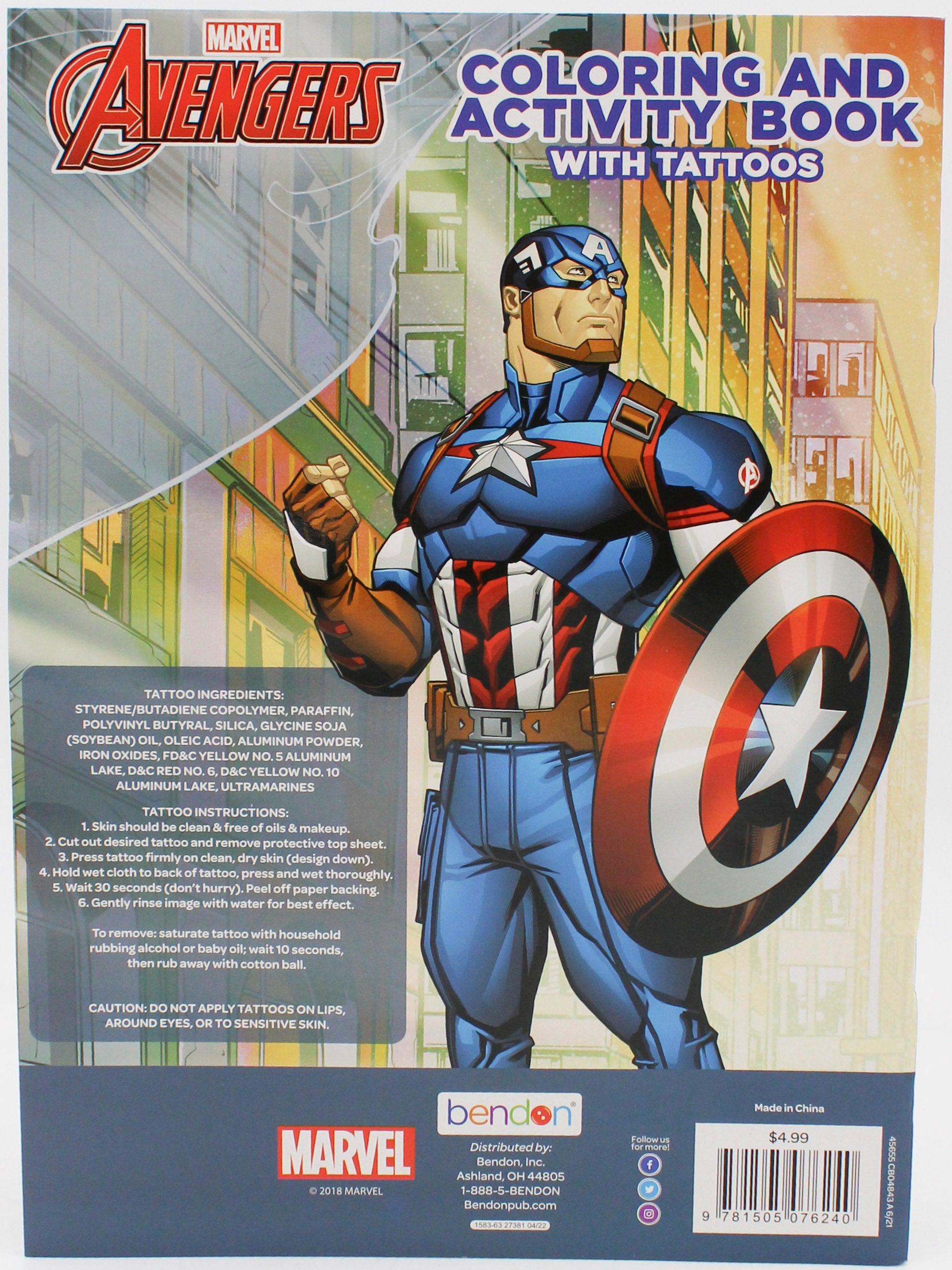 BENDON AVENGERS ACTIVITY AND COLORING  BOOK W/TATTOOS PP$4.99-