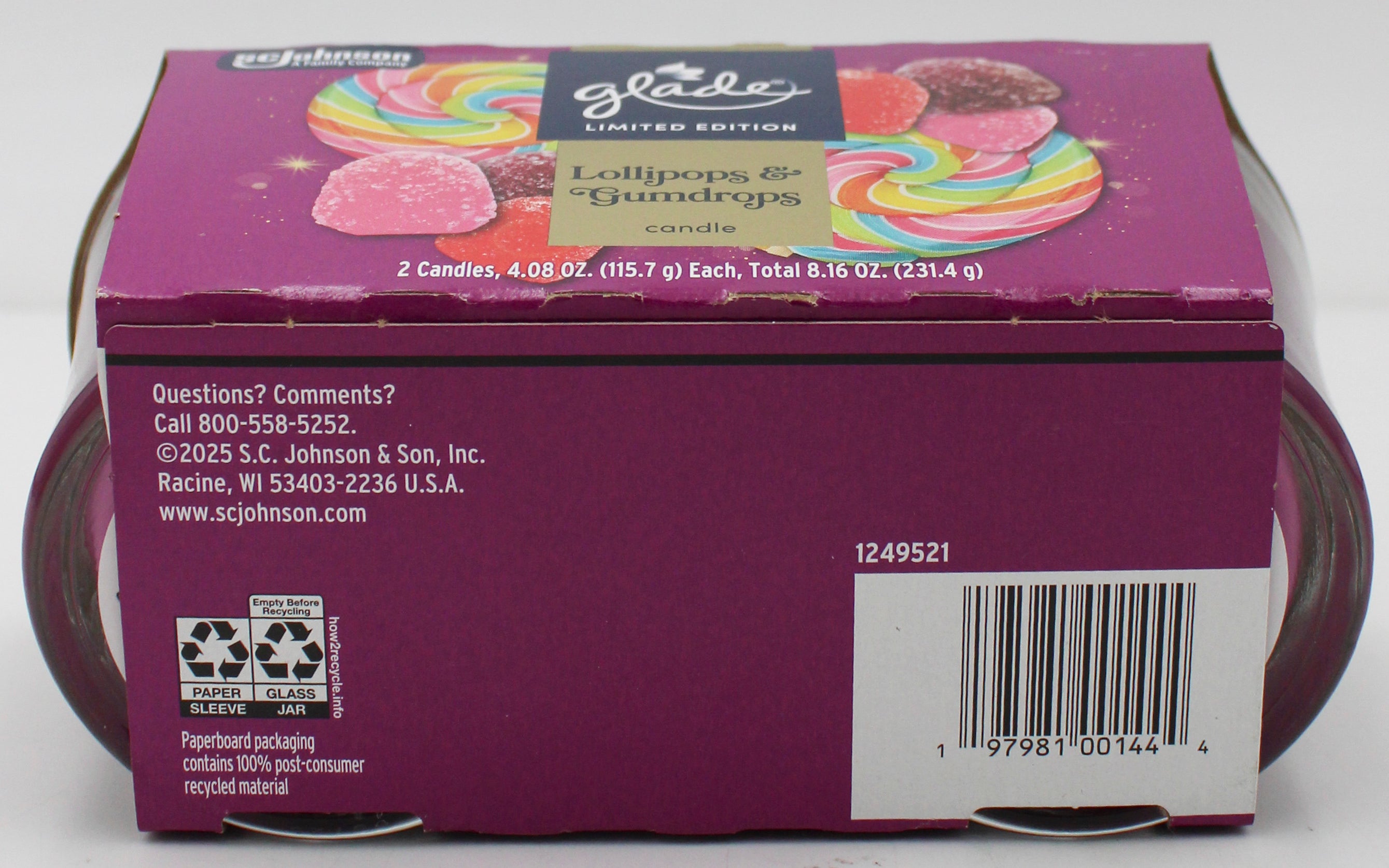 SP GLADE CANDLES 2PK 4.08oz LOLLIPOPS & GUMDROOPS