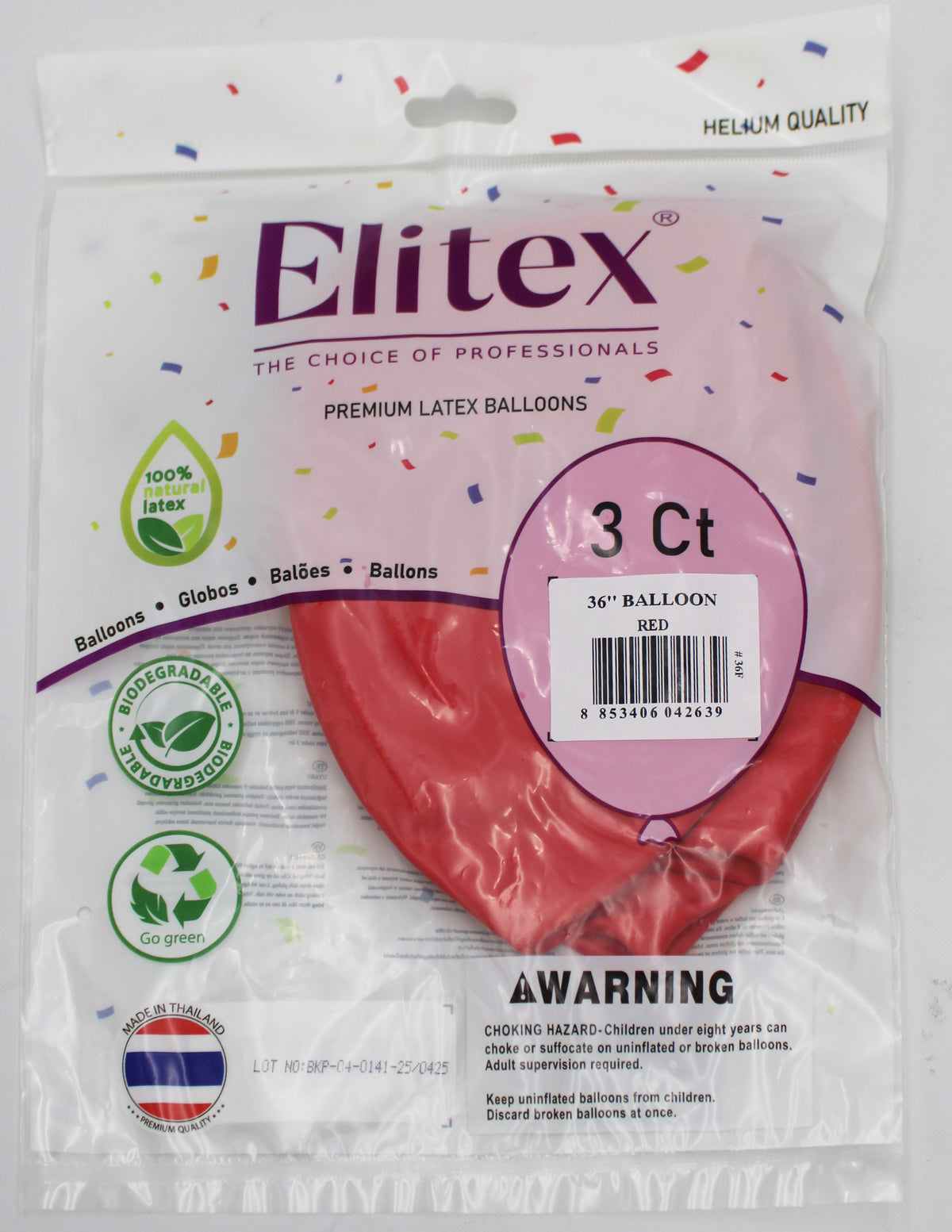 ELITEX 36" RED ROUND BALLOON, 3 PACK