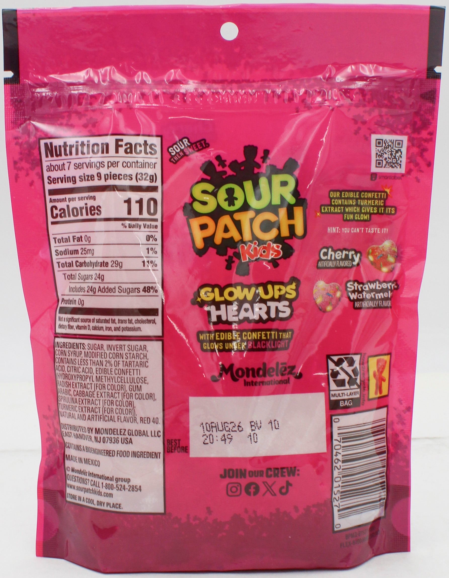 SOUR PATCH KIDS GLOW UP HEARTS 8.4 Oz BB 8/10/26