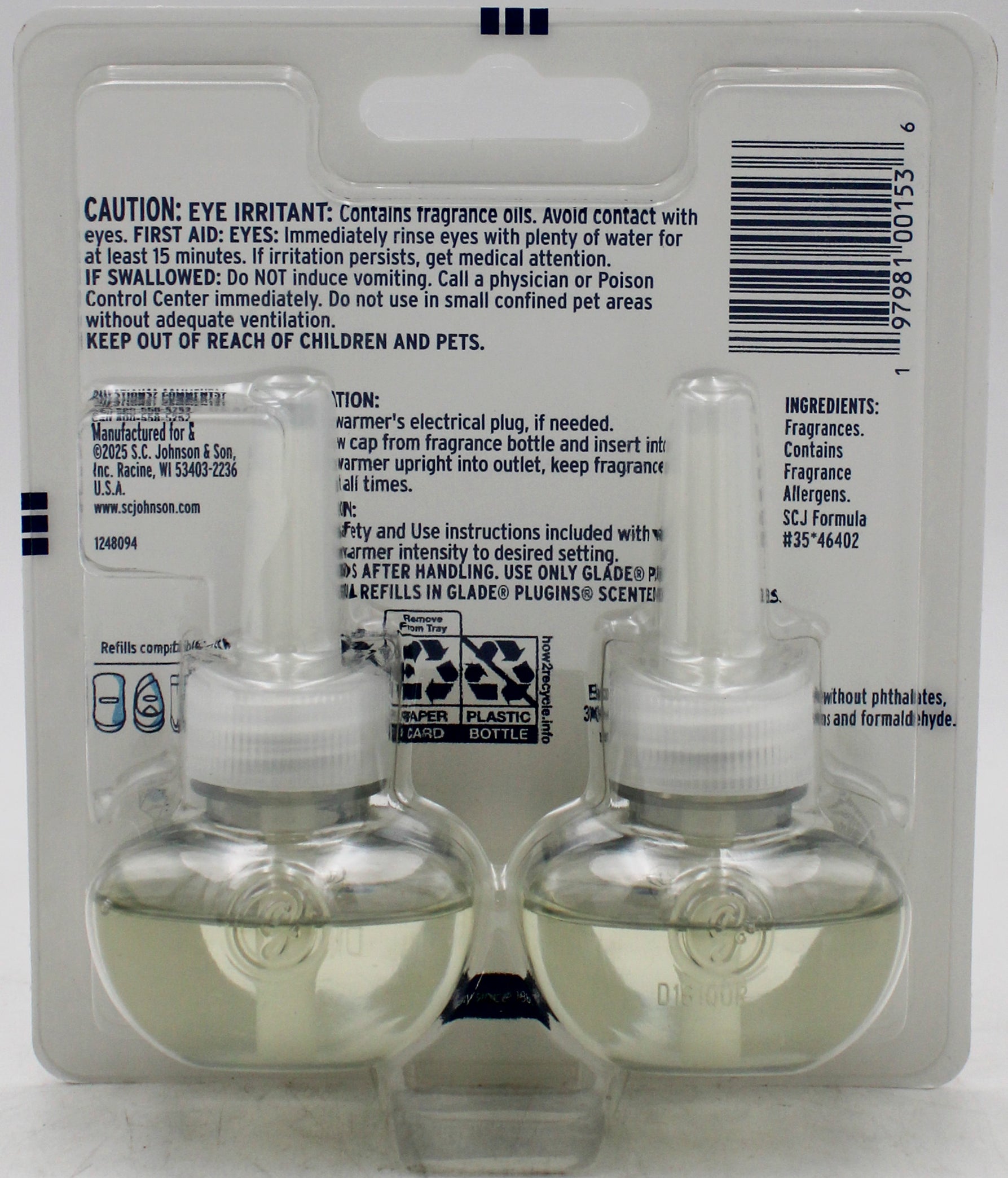 SP GLADE PLUGINS SCENTED OIL 2REFILLS 1.34oz ORANGE ZEST & CLOVE