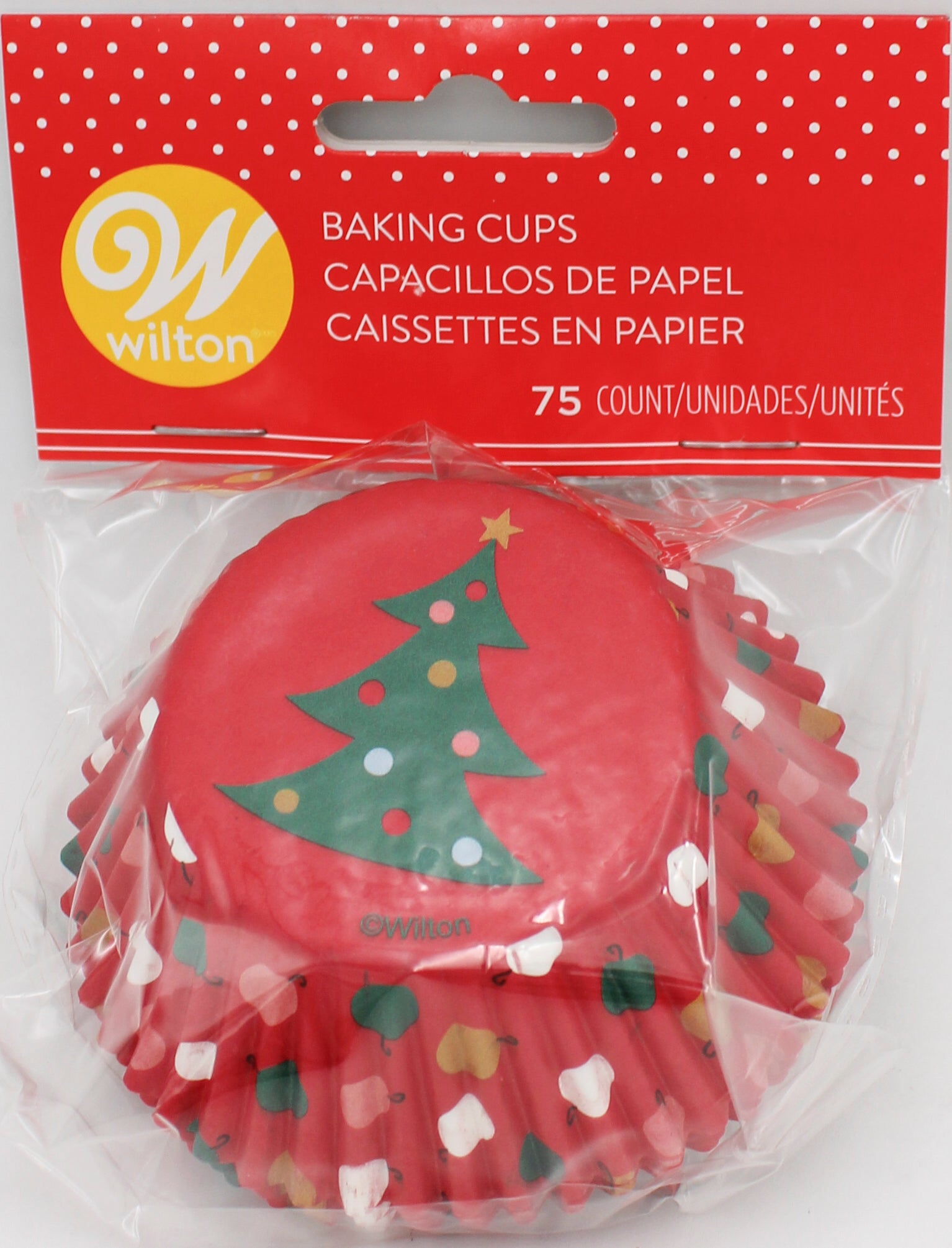 WILTON 75CT HOLIDAY RED TREE CUPCAKE LINERS